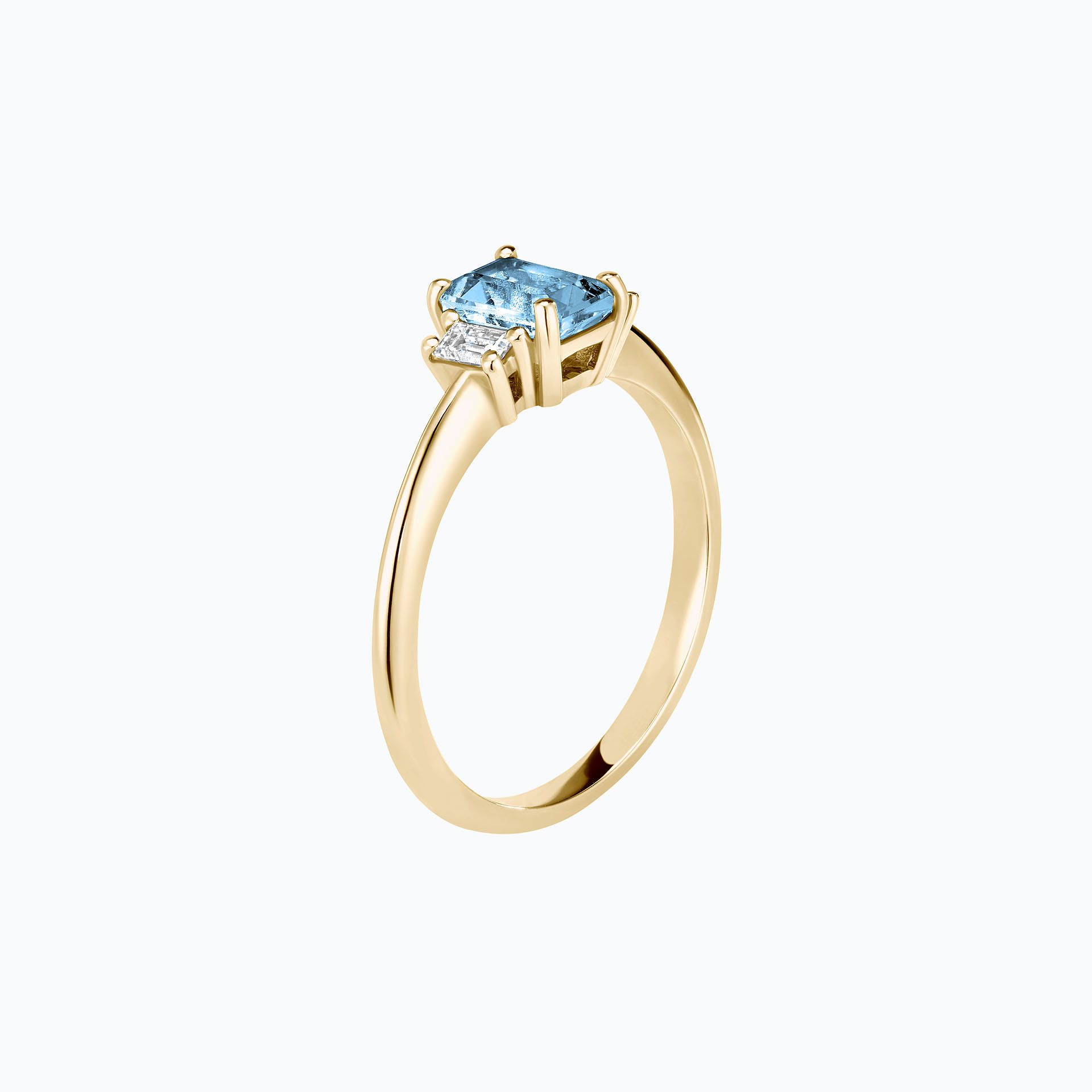 Solitaire Gatsby Aigue-Marine 6 x 4 mm