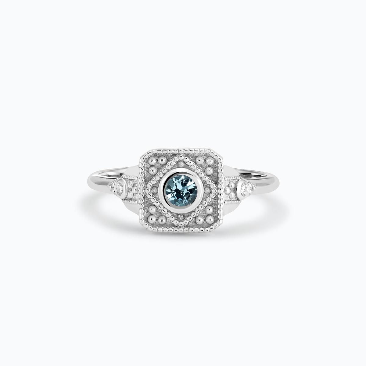 Solitaire Joséphine Aigue-Marine 3.5 mm