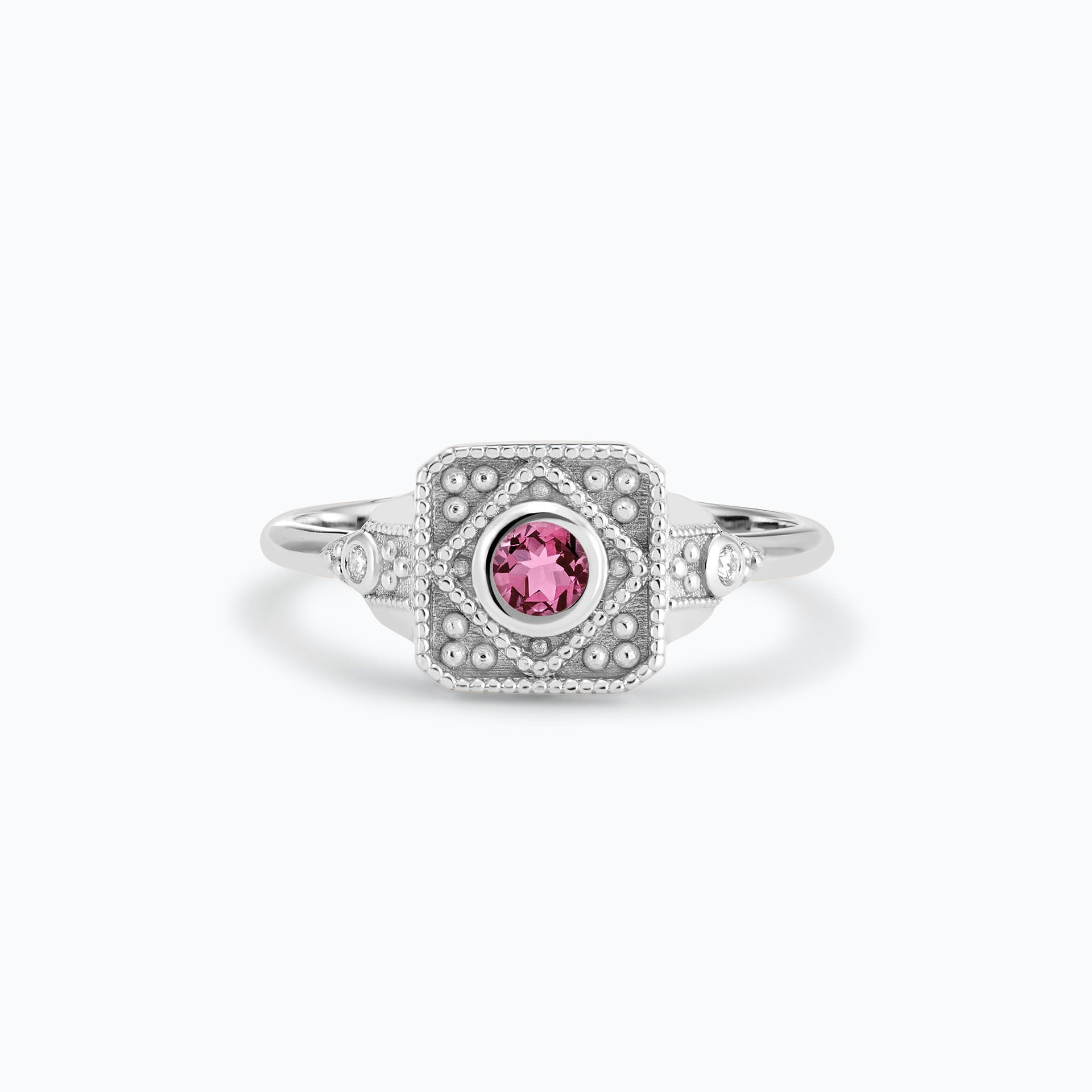 Solitaire Joséphine Saphir Rose Pivoine 3.5 mm