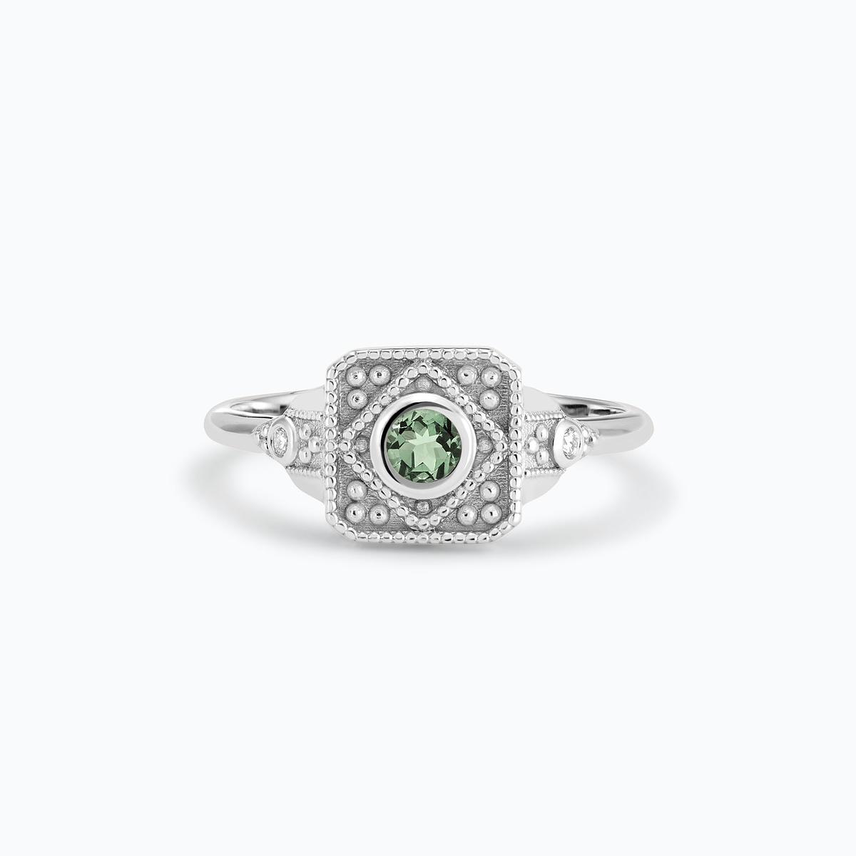 Solitaire Joséphine Saphir Vert 3.5 mm