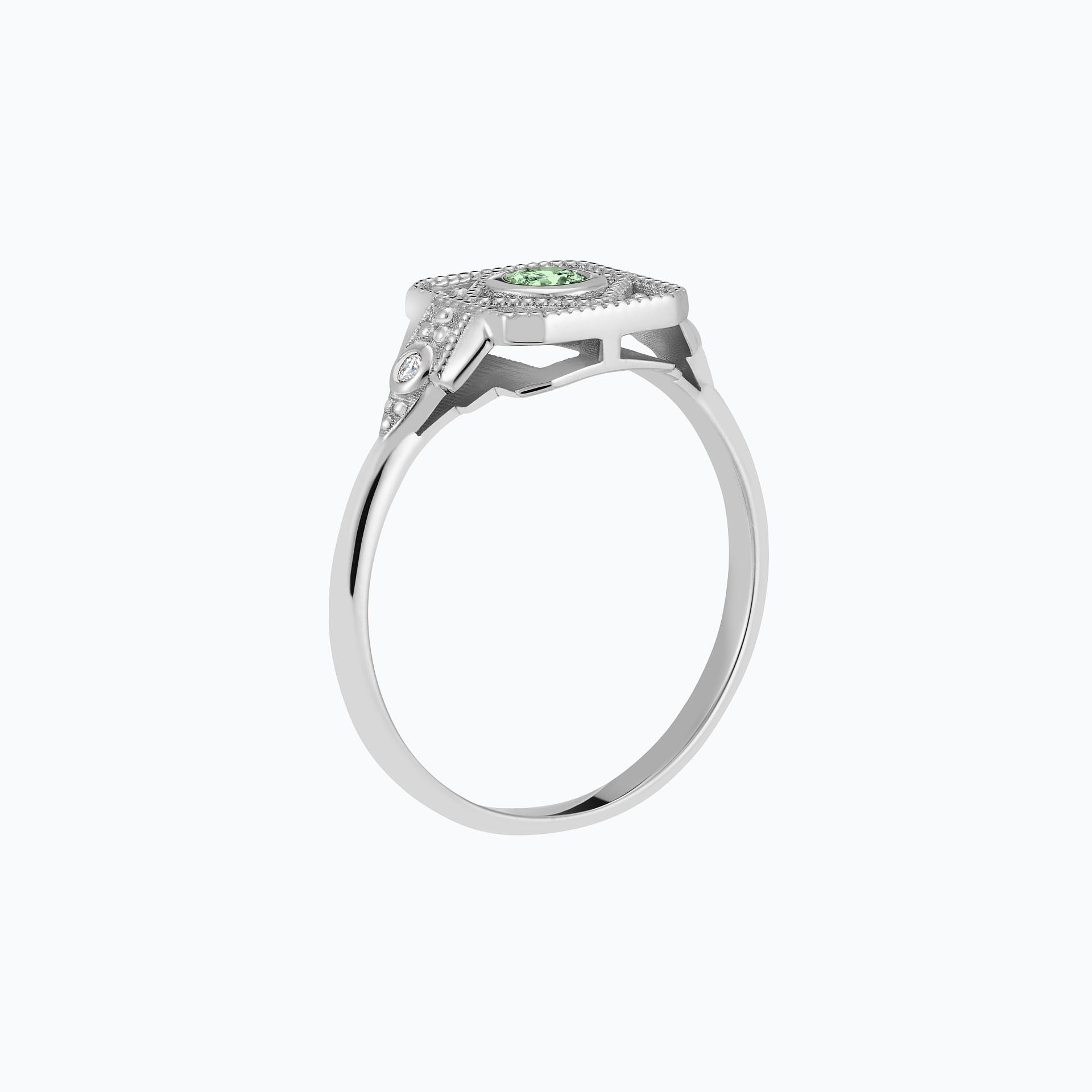Solitaire Joséphine Saphir Vert 3.5 mm