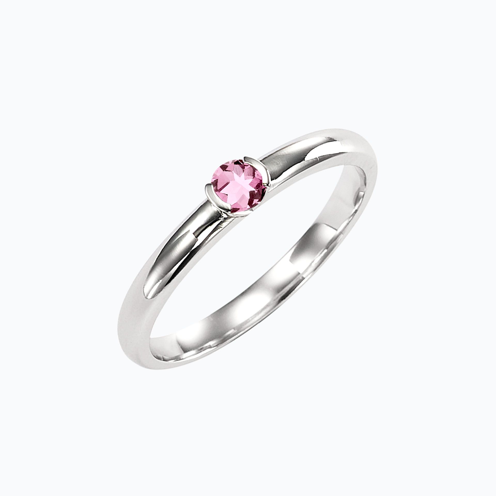 Solitaire Justine Saphir Rose Poudré 3.5 mm