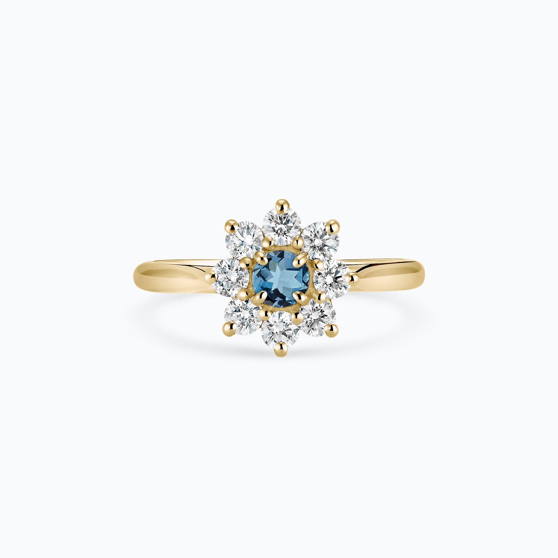 Solitaire Marguerite Étoilée Aigue-Marine 3.5 mm