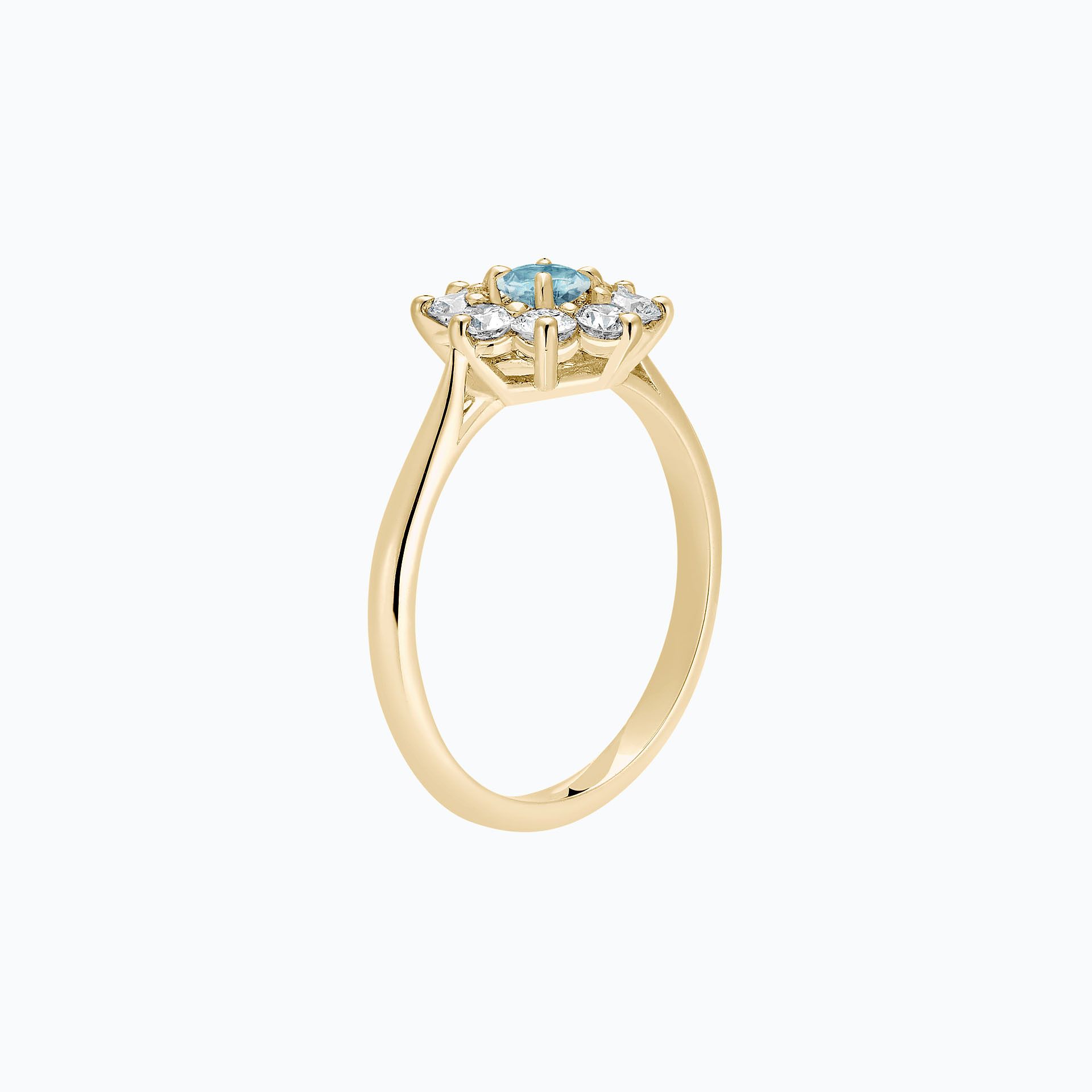 Solitaire Marguerite Étoilée Aigue-Marine 3.5 mm