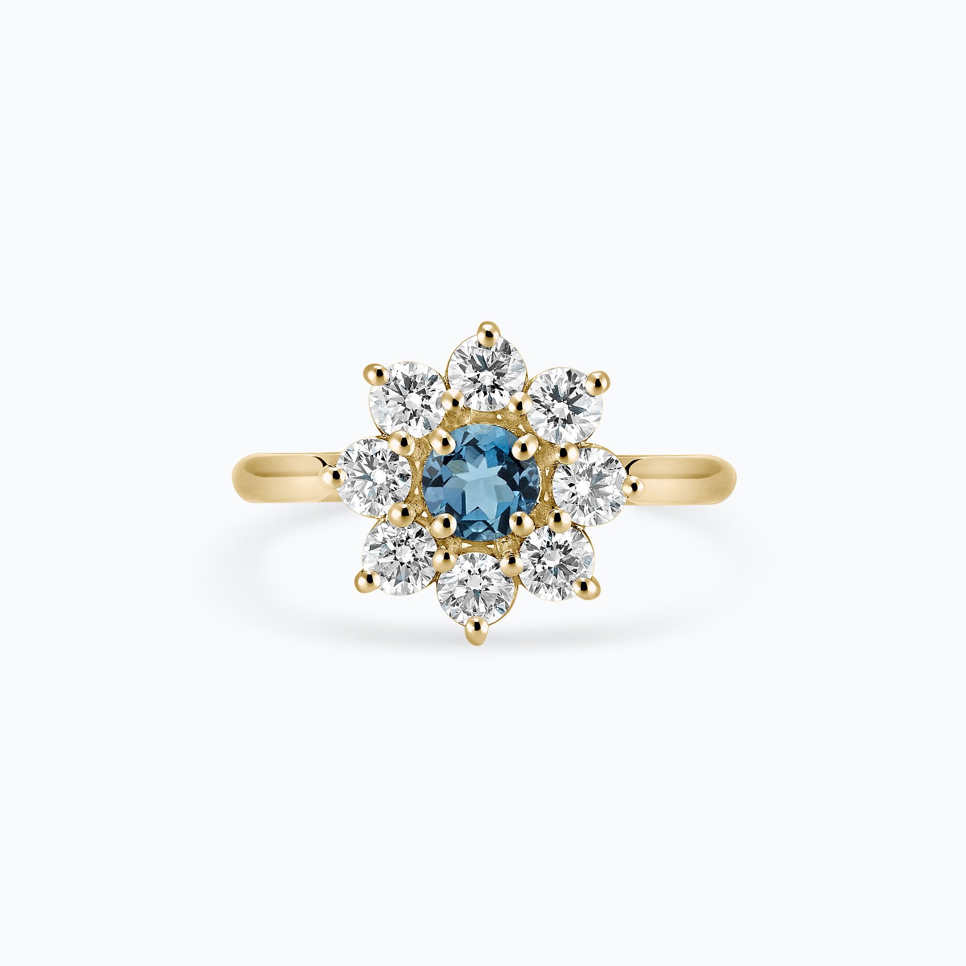 Solitaire Marguerite Étoilée Aigue-Marine 4.5 mm