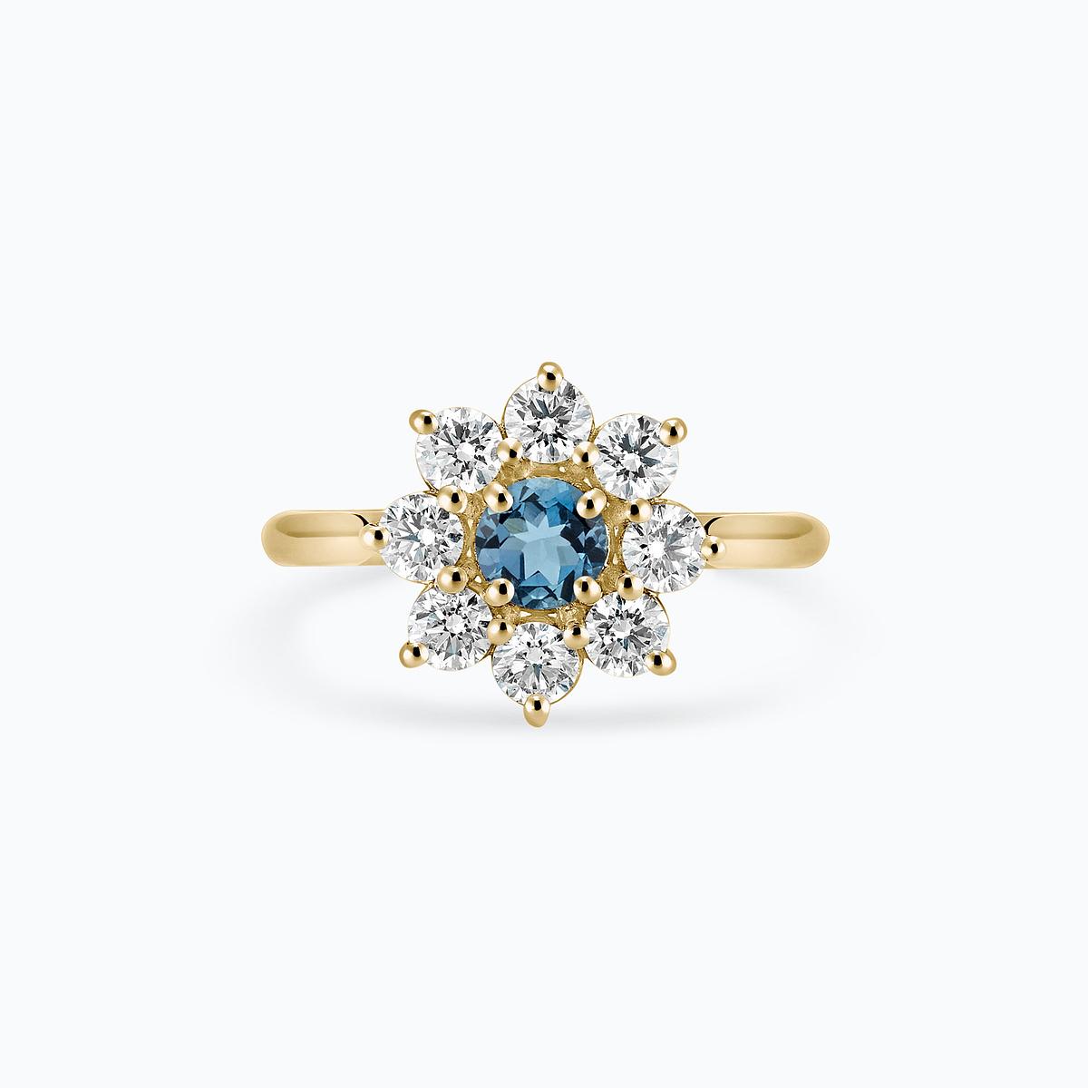 Solitaire Marguerite Étoilée Aigue-Marine 4.5 mm