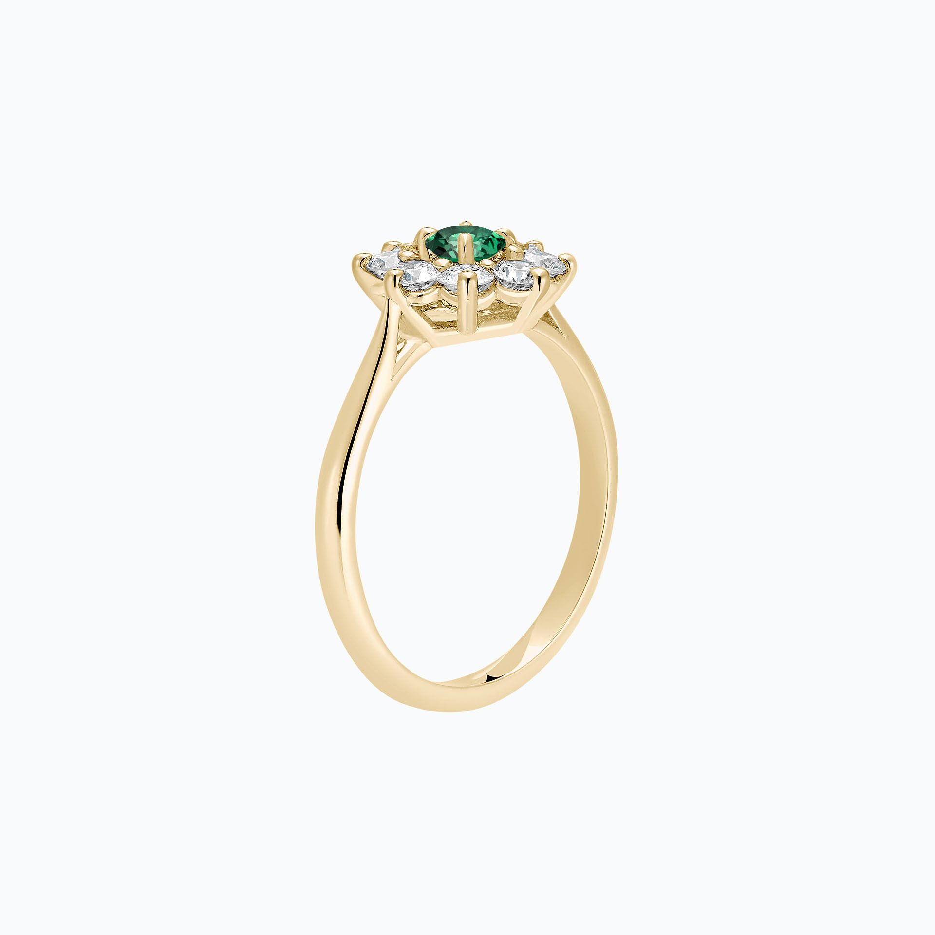 Solitaire Marguerite Étoilée Émeraude 3.5 mm