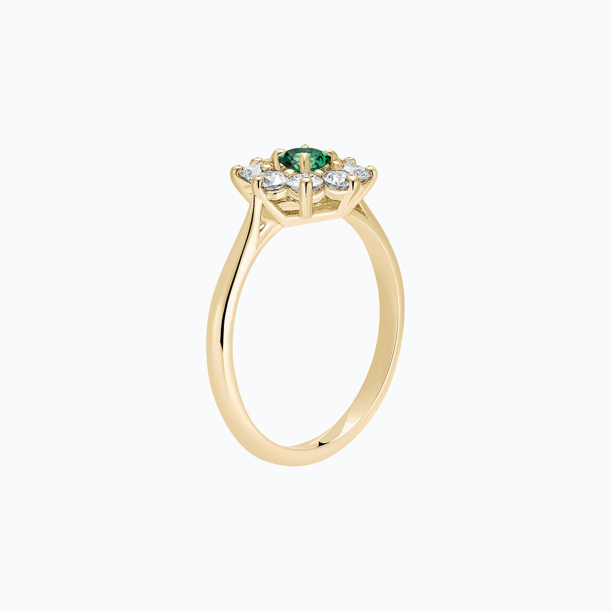 Solitaire Marguerite Étoilée Émeraude 3.5 mm