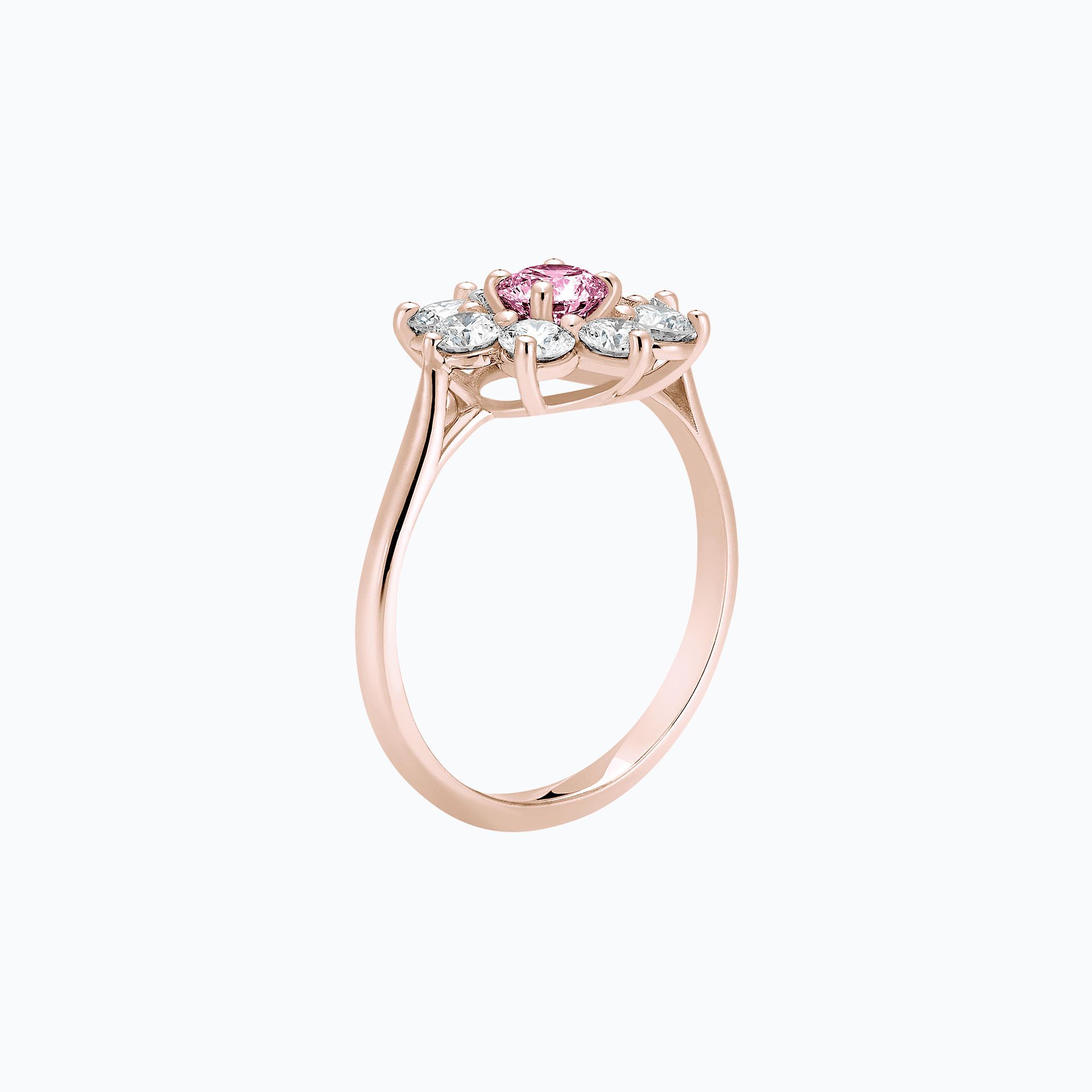 Solitaire Marguerite Étoilée Saphir Rose Poudré 4.5 mm