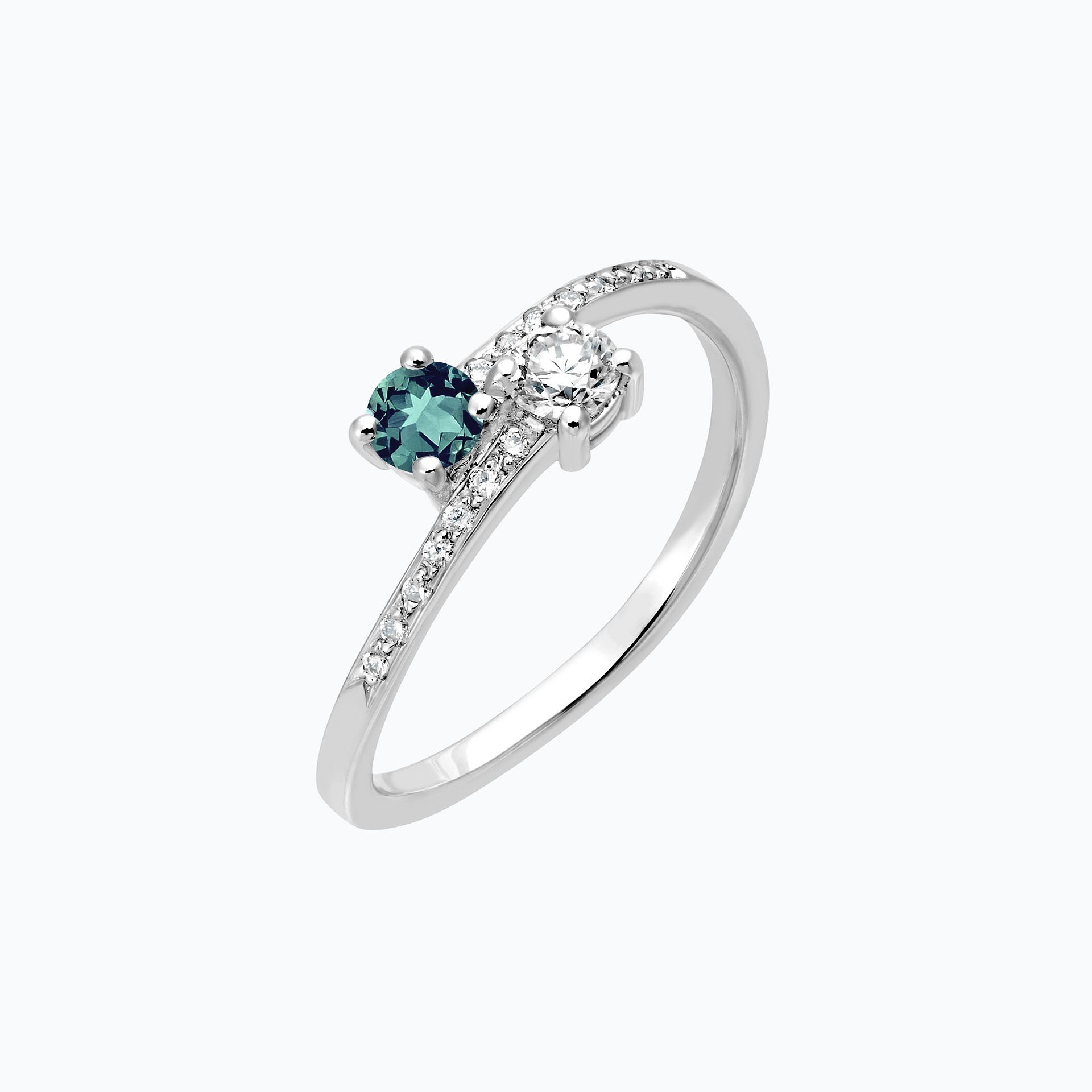 Solitaire Michelle et Barack Saphir Teal 3.5 mm