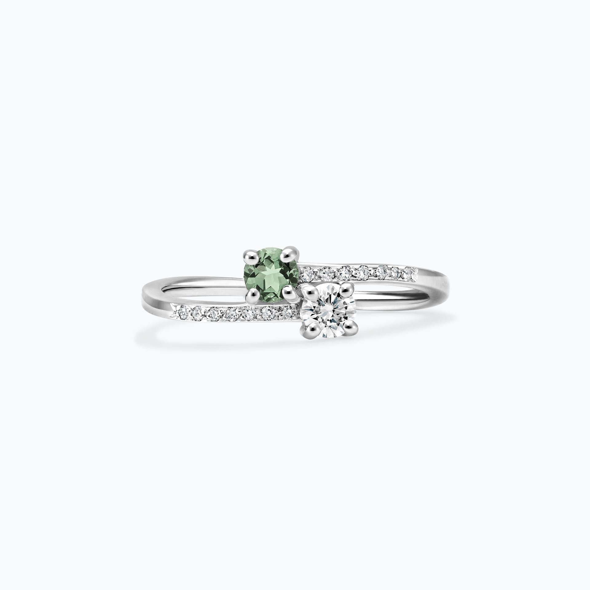 Solitaire Michelle et Barack Saphir Vert 3.5 mm