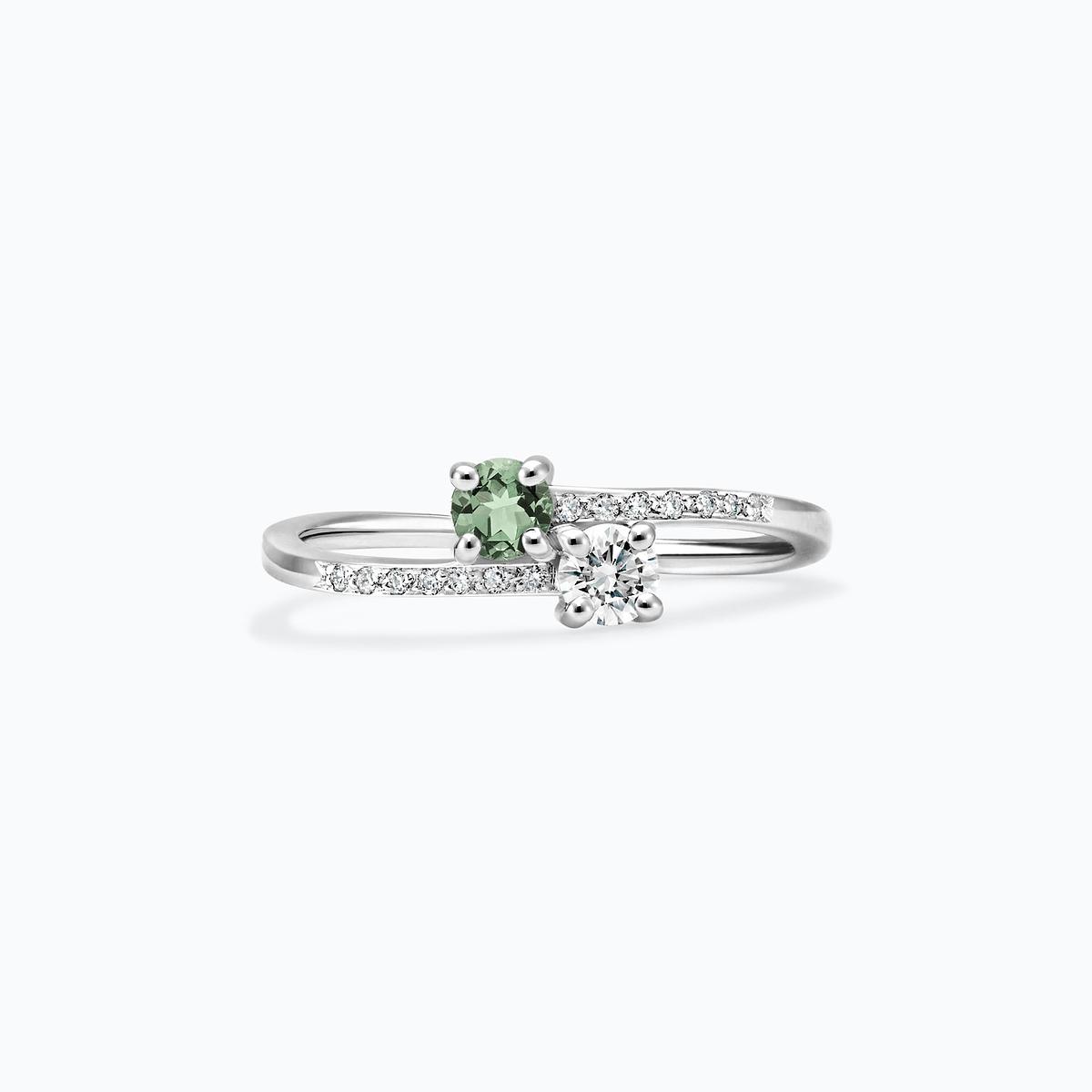 Solitaire Michelle et Barack Saphir Vert 3.5 mm