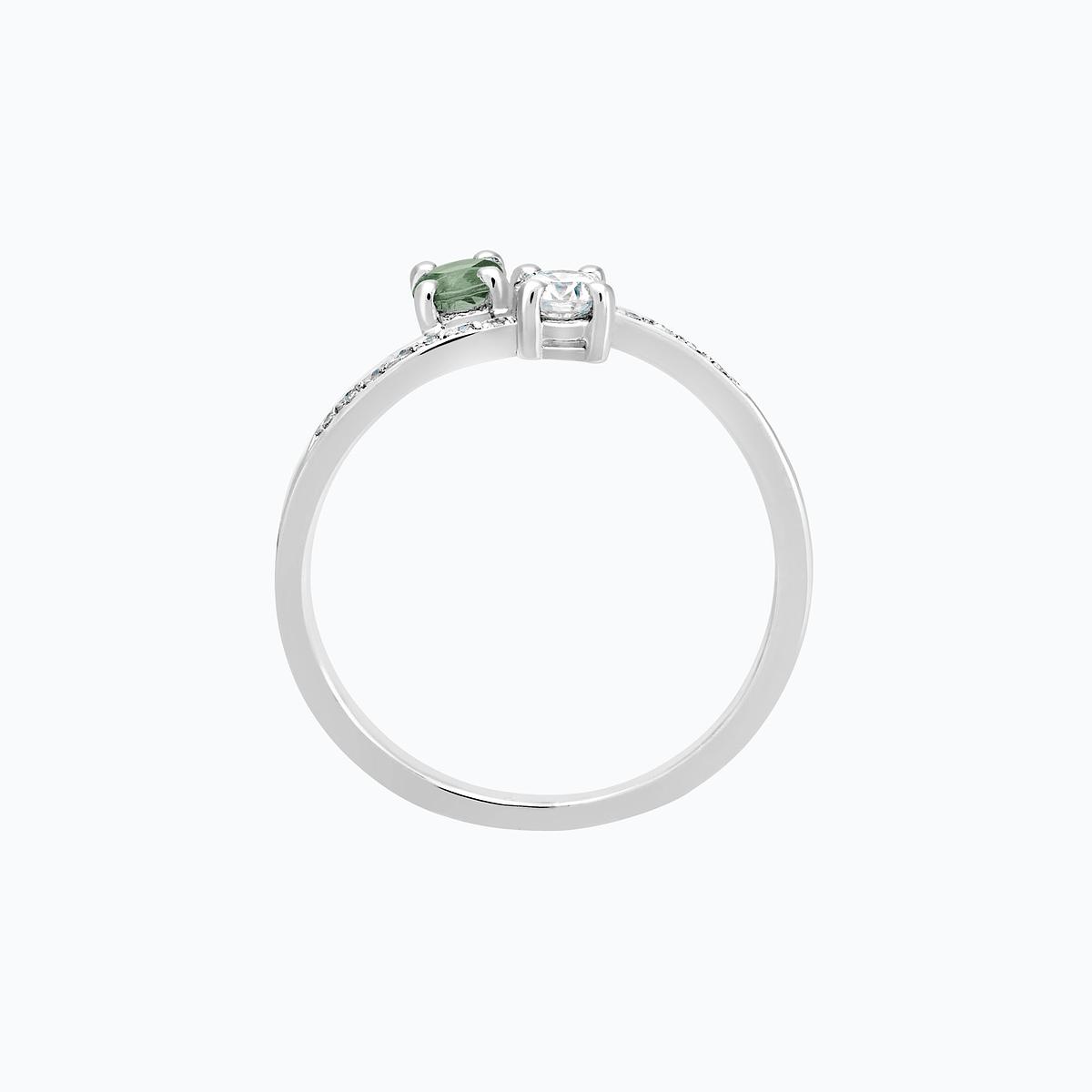 Solitaire Michelle et Barack Saphir Vert 3.5 mm