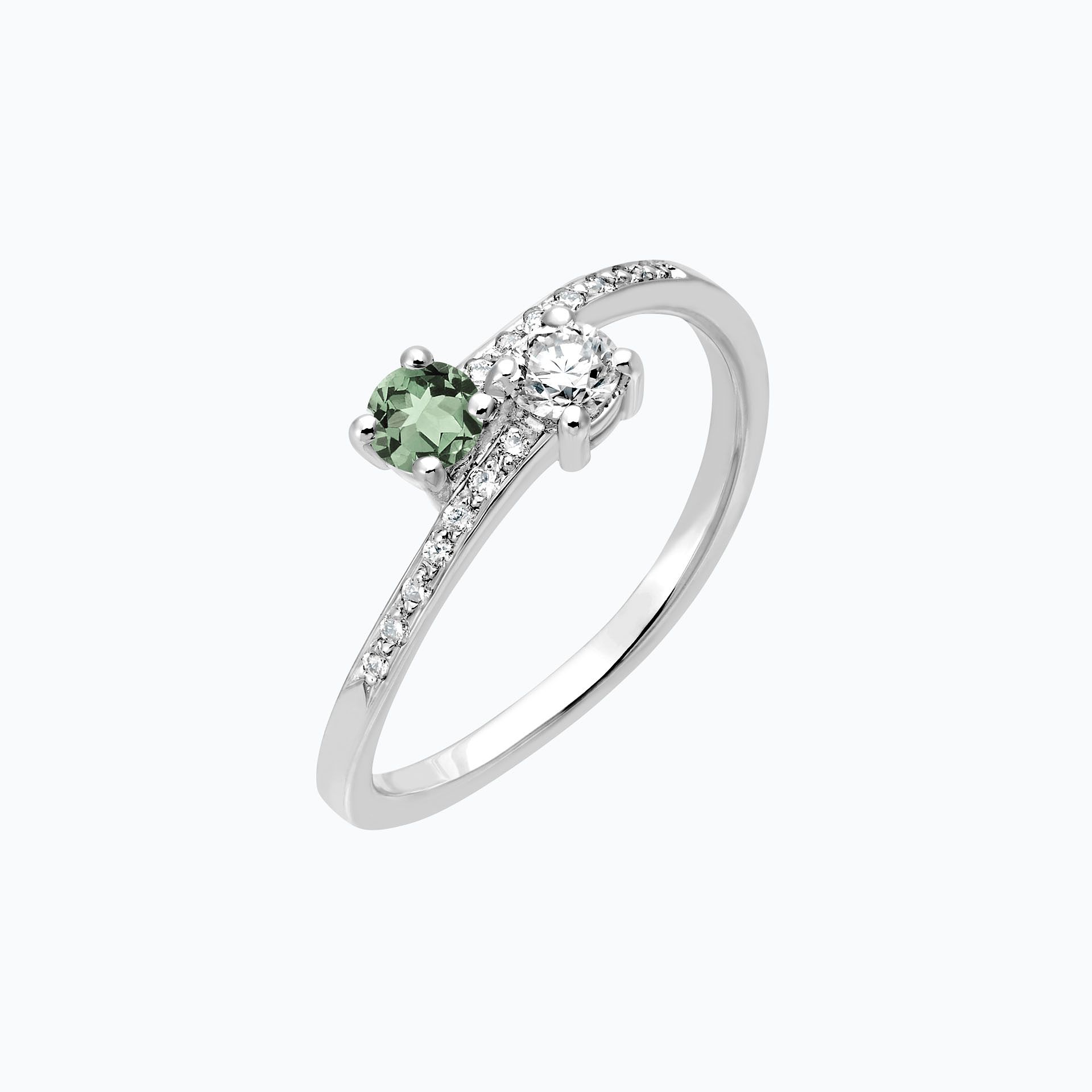 Solitaire Michelle et Barack Saphir Vert 3.5 mm