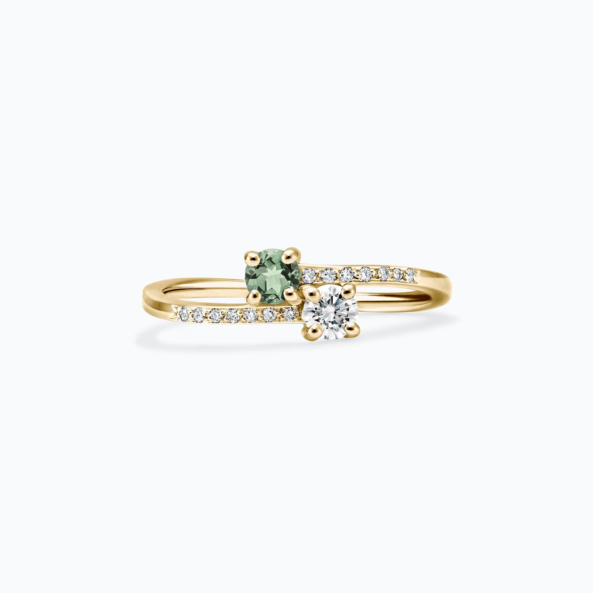 Solitaire Michelle et Barack Saphir Vert 3.5 mm