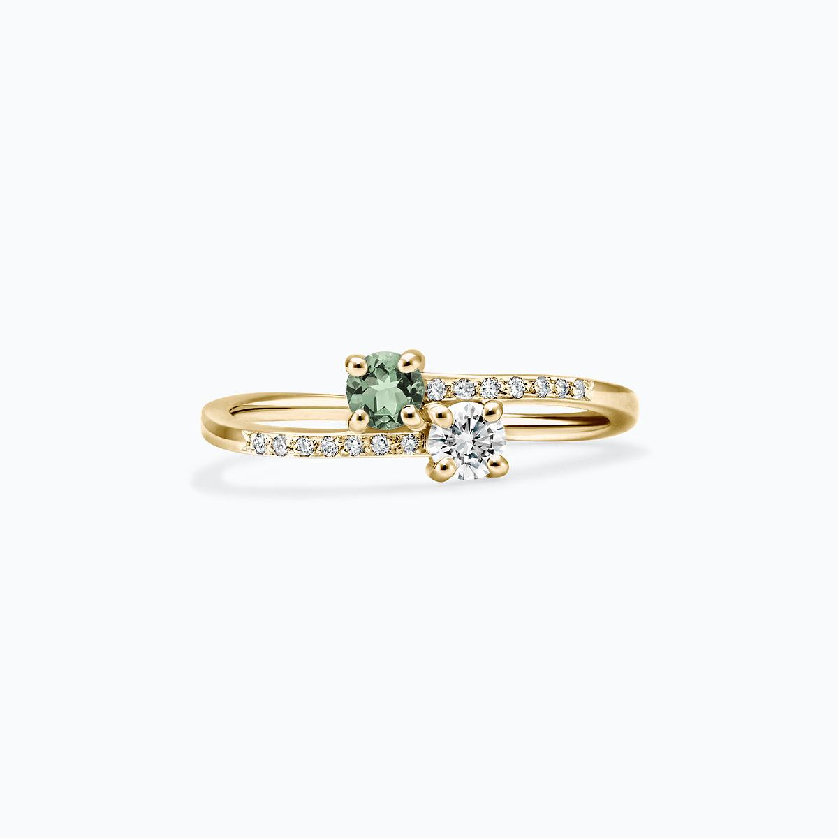 Solitaire Michelle et Barack Saphir Vert 3.5 mm
