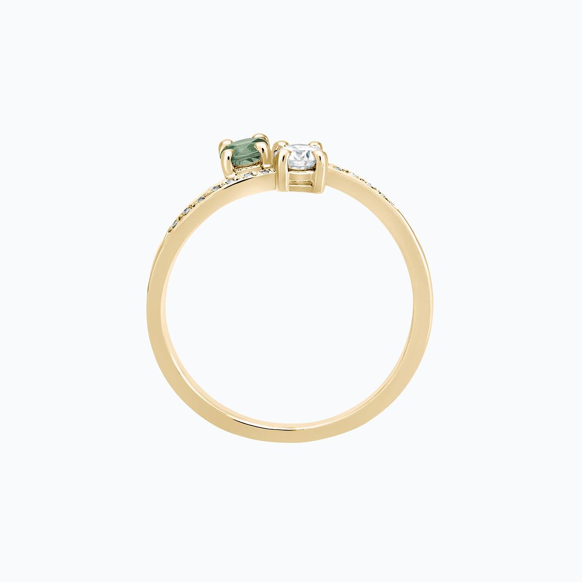Solitaire Michelle et Barack Saphir Vert 3.5 mm