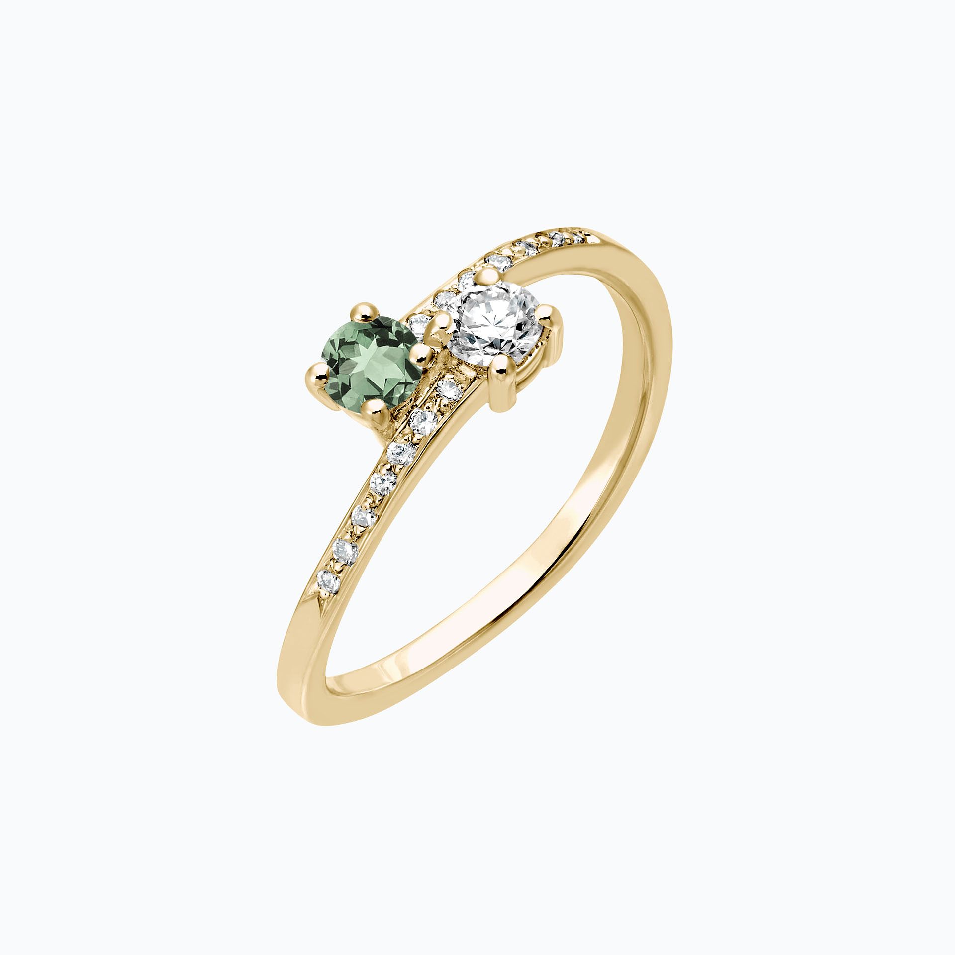 Solitaire Michelle et Barack Saphir Vert 3.5 mm