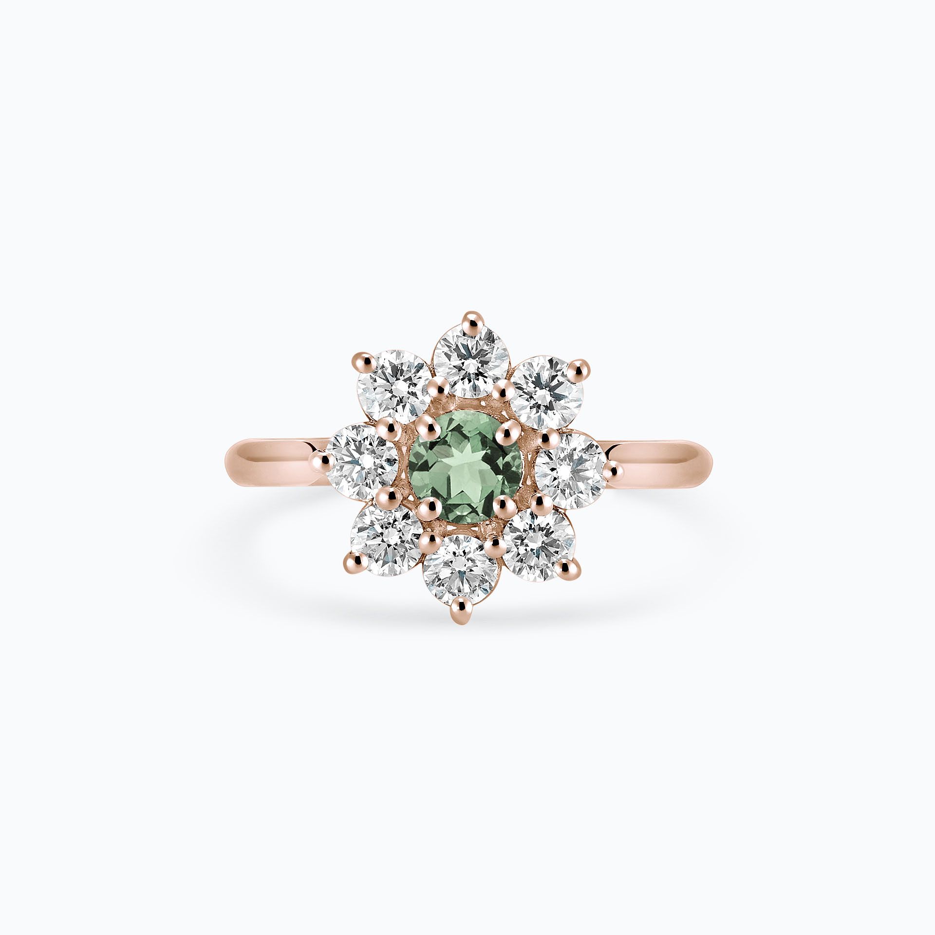 Solitaire Marguerite Étoilée Saphir Vert 4.5 mm