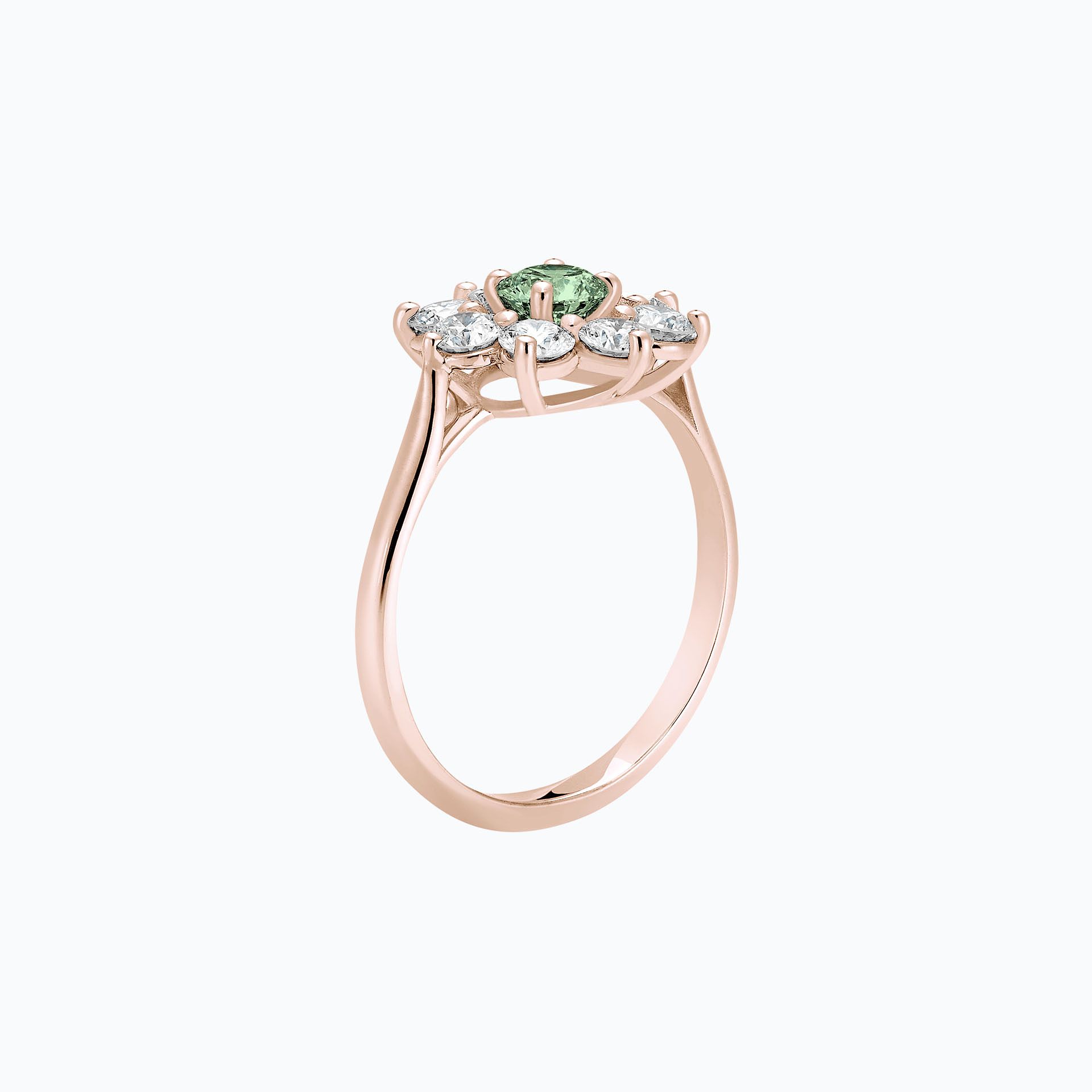 Solitaire Marguerite Étoilée Saphir Vert 4.5 mm