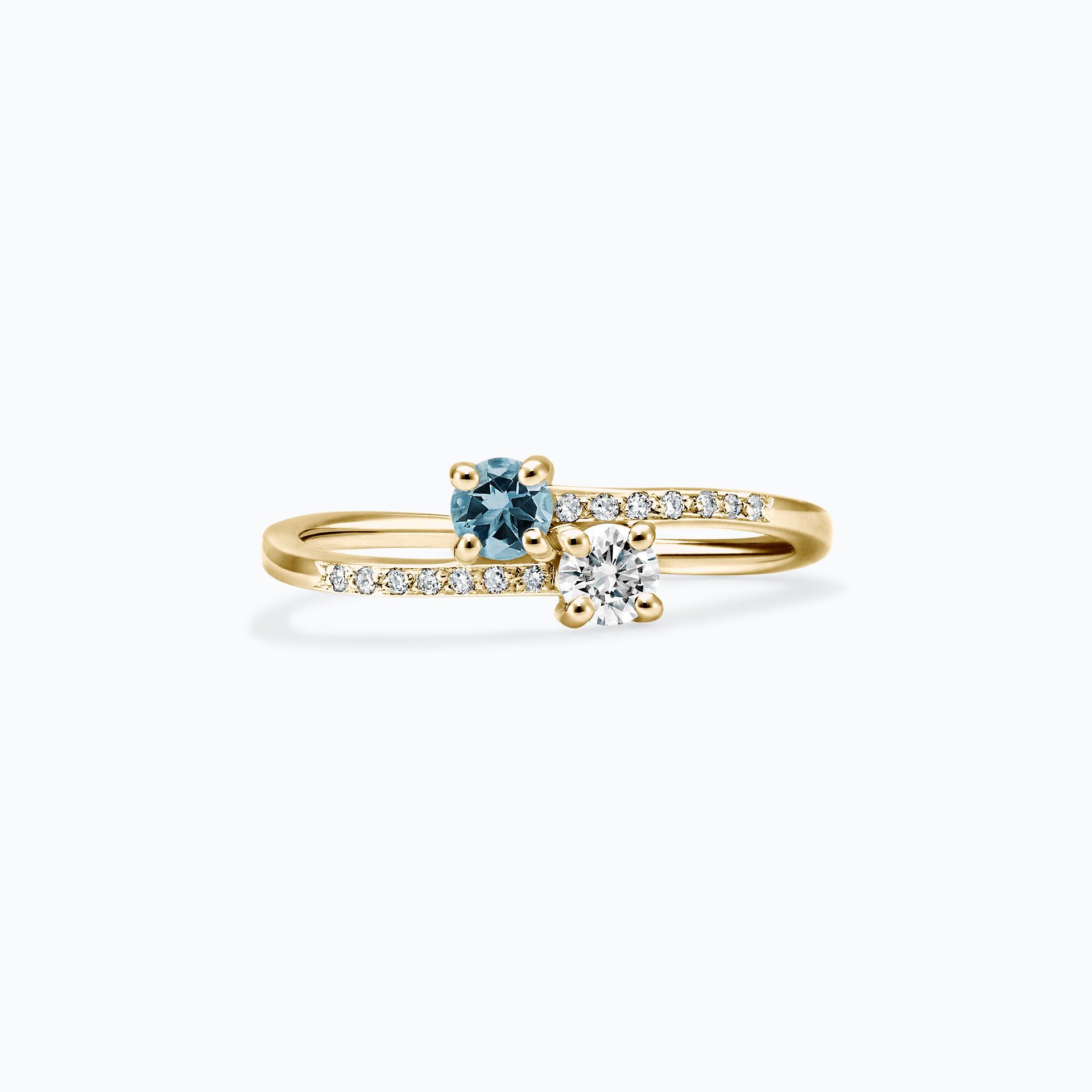 Solitaire Michelle et Barack Aigue-Marine 3.5 mm