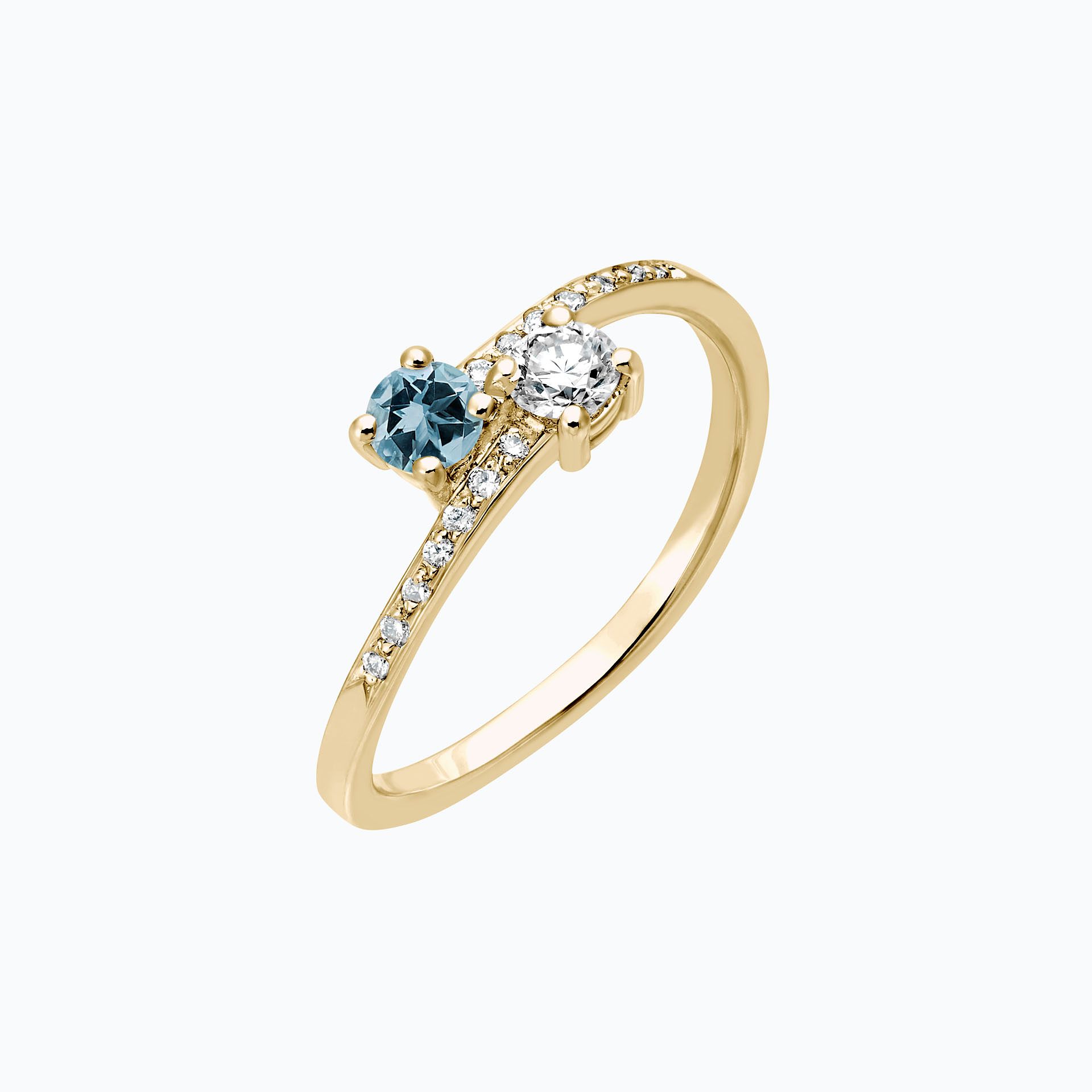 Solitaire Michelle et Barack Aigue-Marine 3.5 mm
