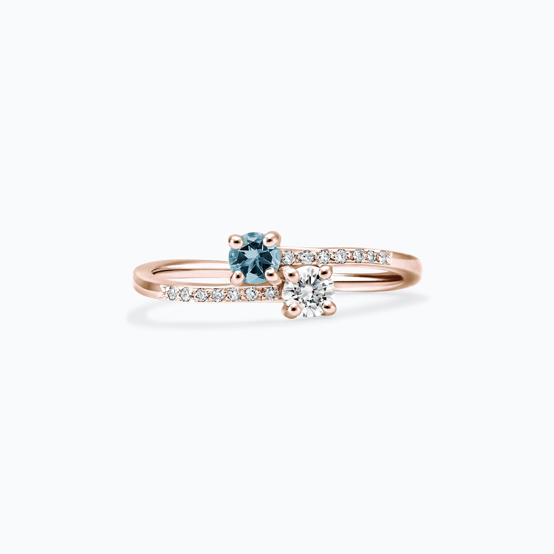 Solitaire Michelle et Barack Aigue-Marine 3.5 mm