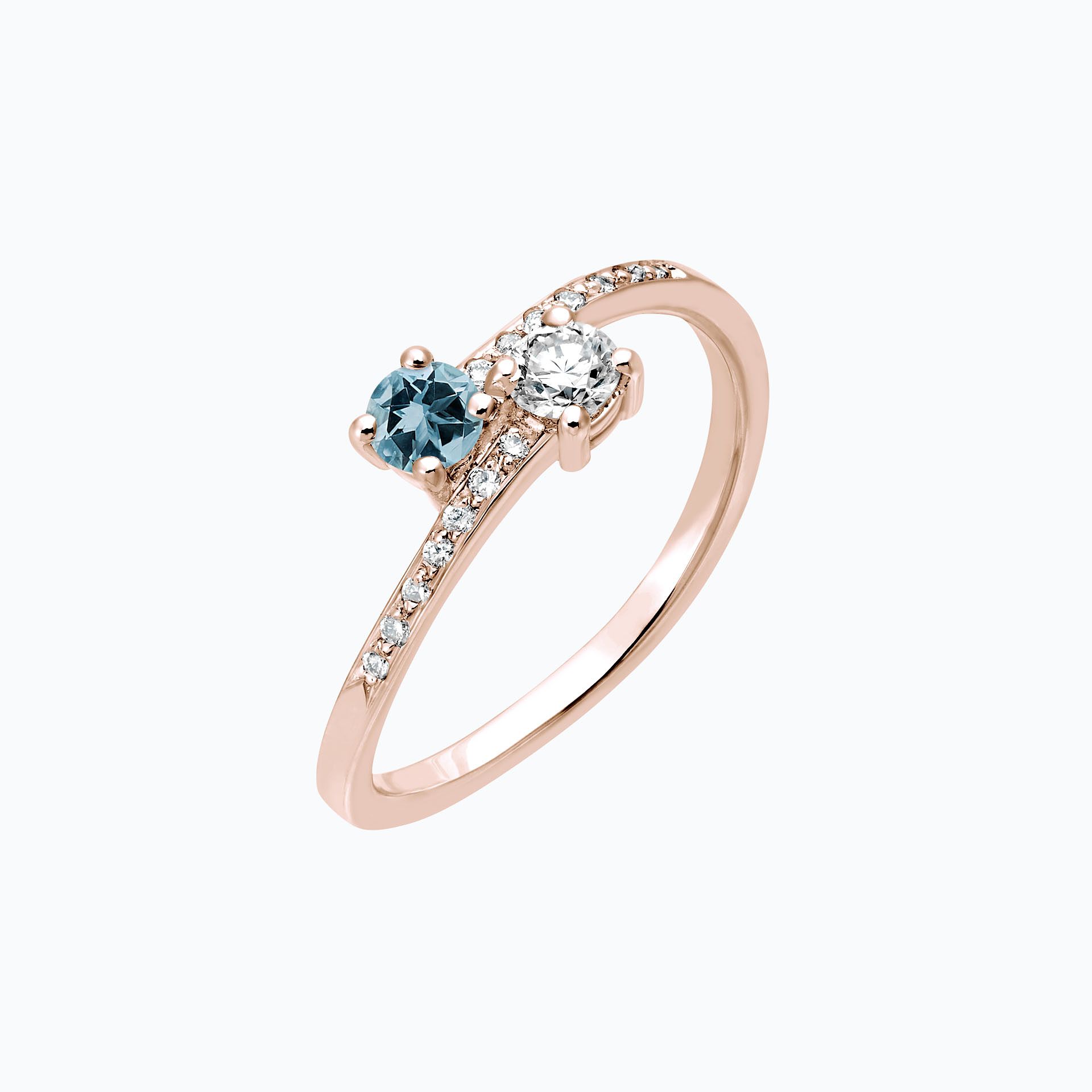 Solitaire Michelle et Barack Aigue-Marine 3.5 mm