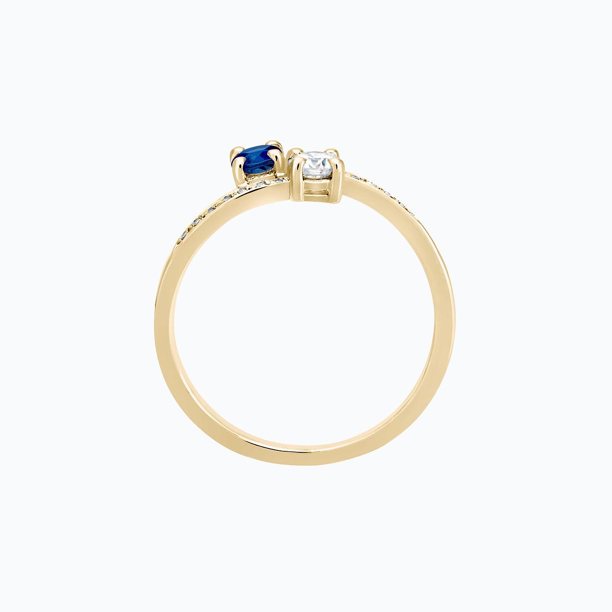 Solitaire Michelle et Barack Saphir Bleu Éclipse 3.5 mm