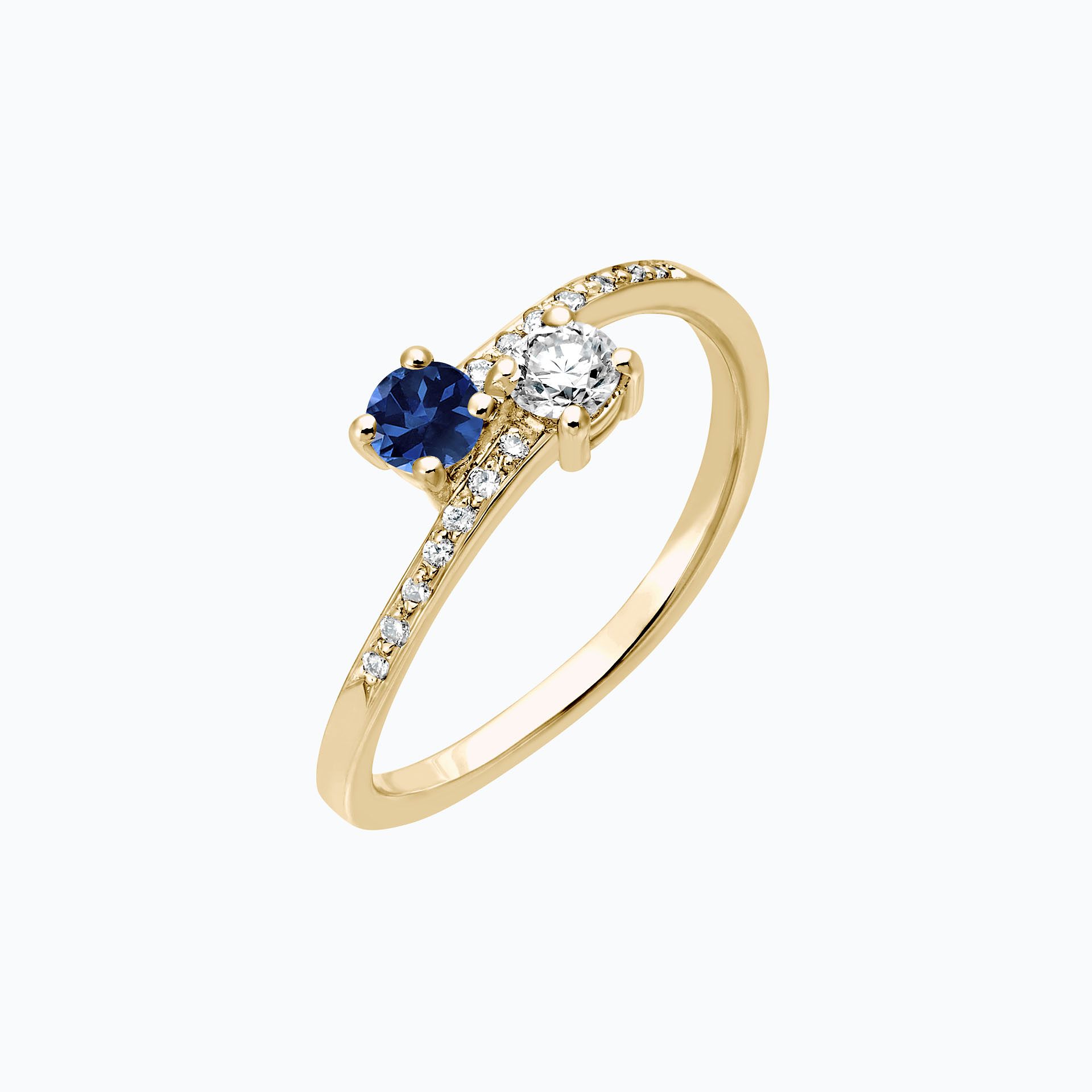 Solitaire Michelle et Barack Saphir Bleu Éclipse 3.5 mm