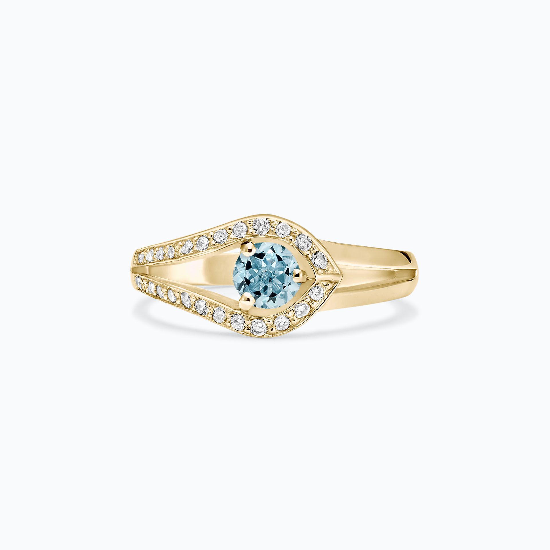 Solitaire Pavé Adoré Aigue-Marine