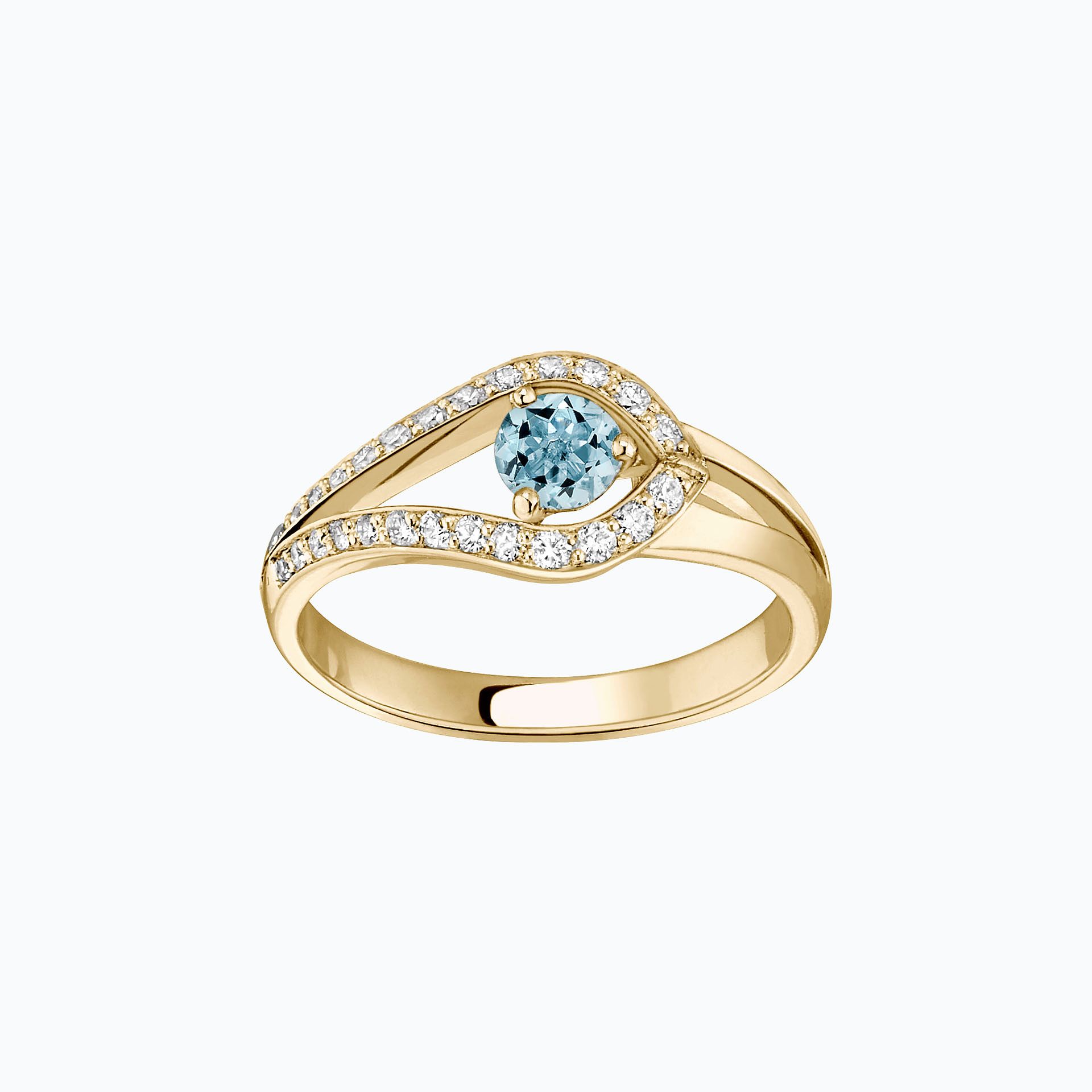 Solitaire Pavé Adoré Aigue-Marine