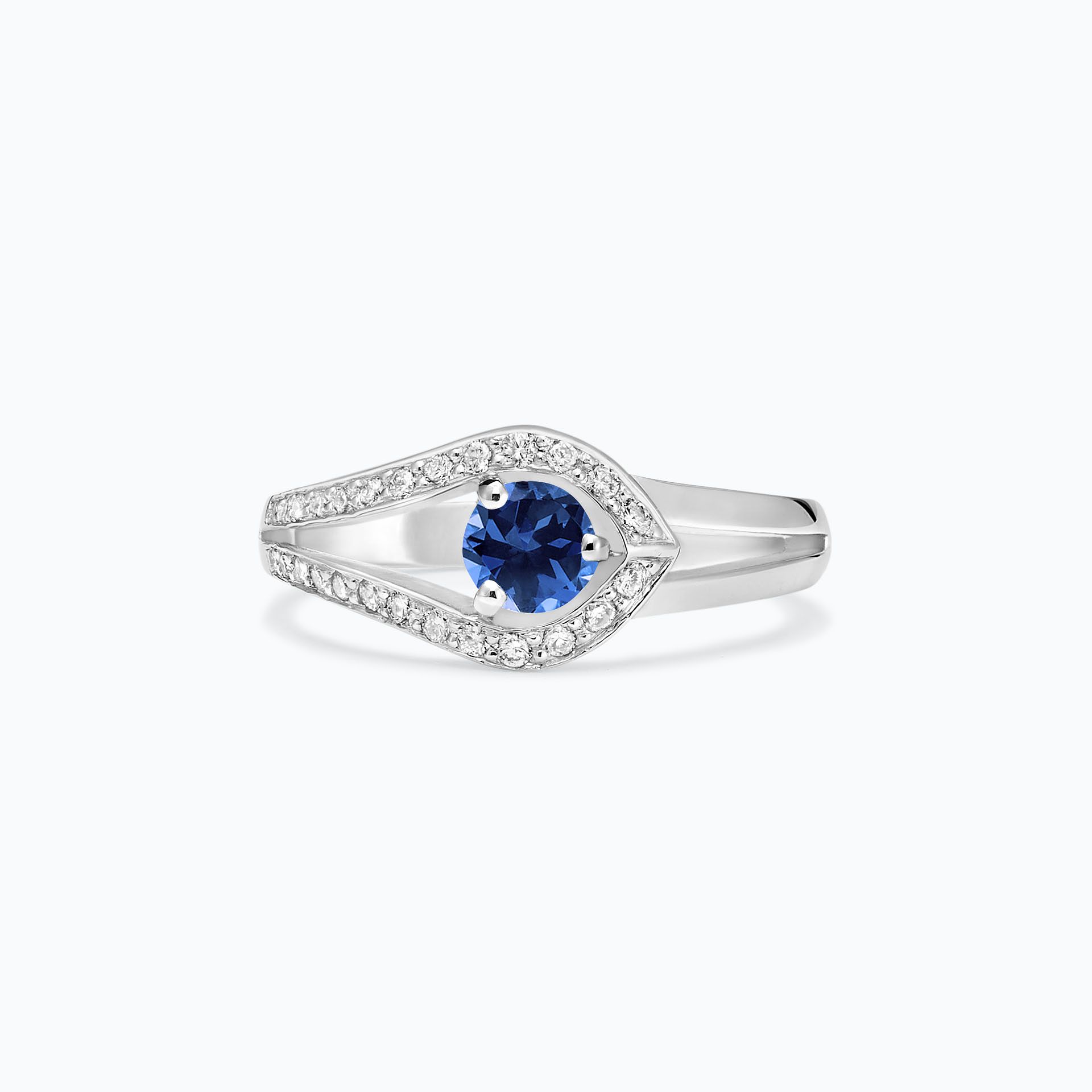 Solitaire Pavé Adoré Saphir Bleu Éclipse