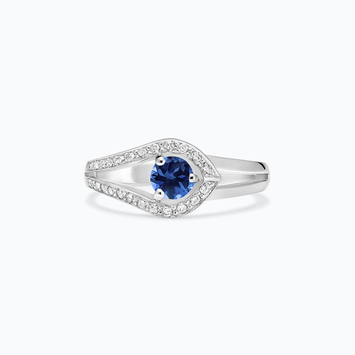 Solitaire Pavé Adoré Saphir Bleu Éclipse
