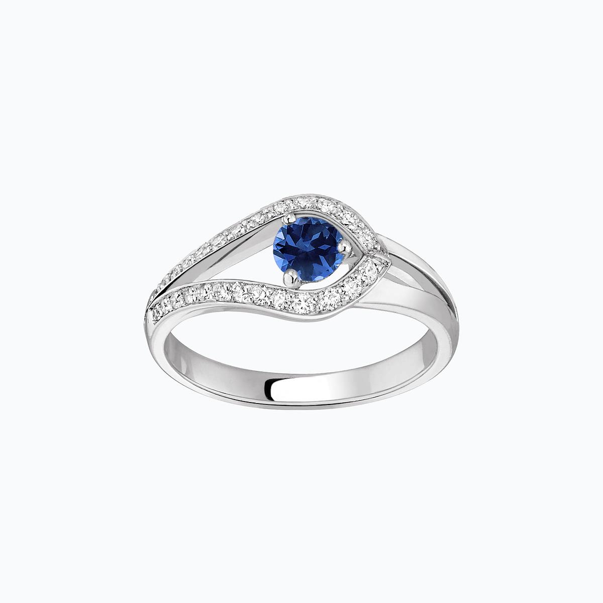 Solitaire Pavé Adoré Saphir Bleu Éclipse