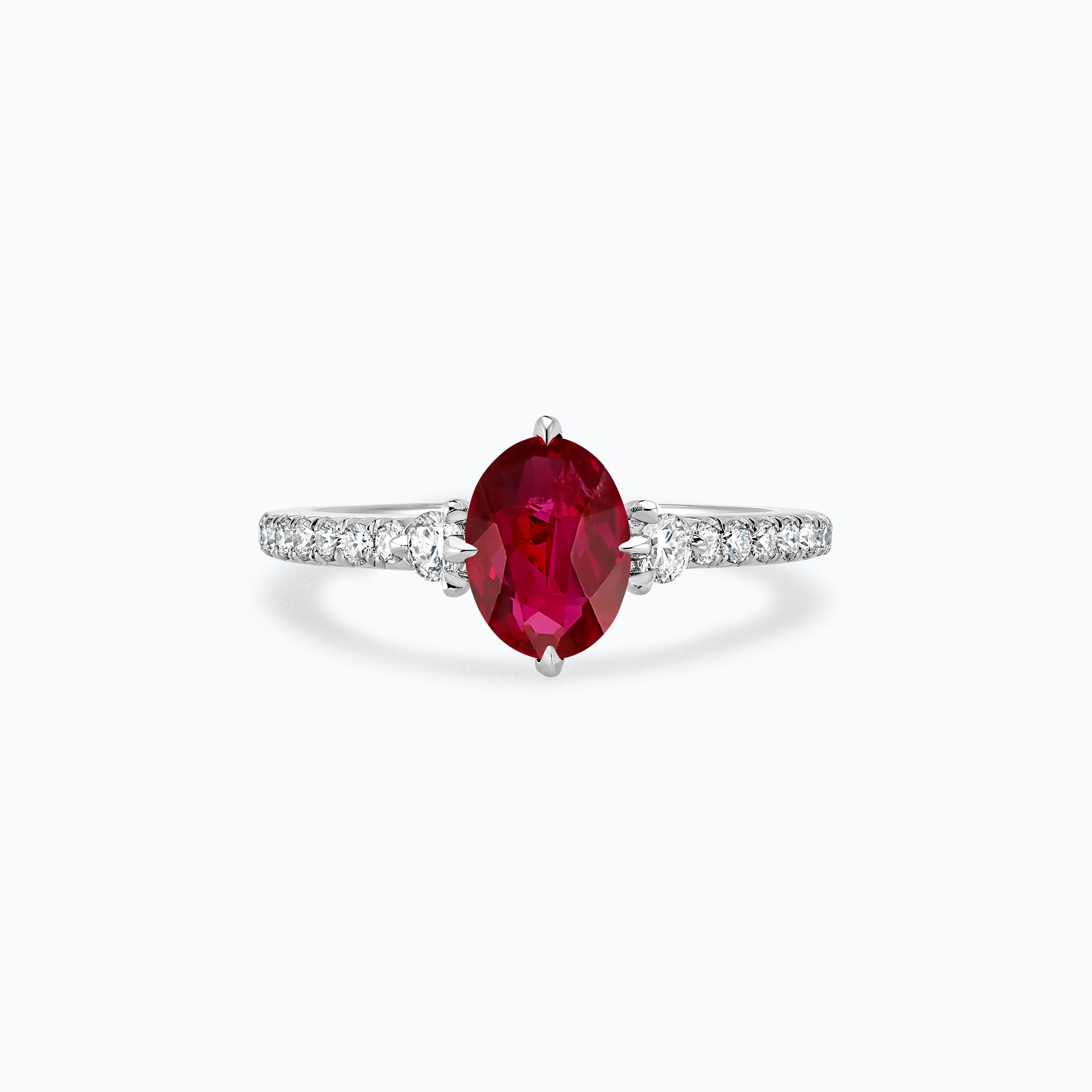Solitaire Pavé Aïko Rubis 8 x 6 mm