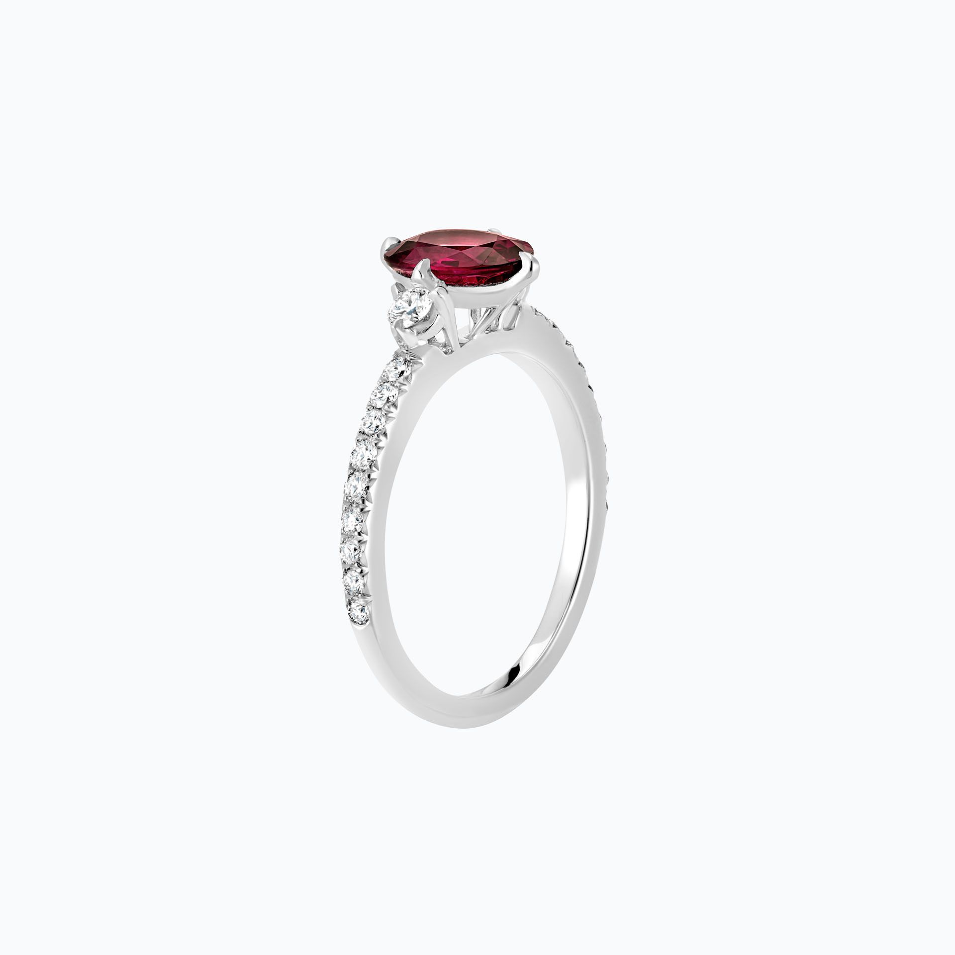 Solitaire Pavé Aïko Rubis 8 x 6 mm