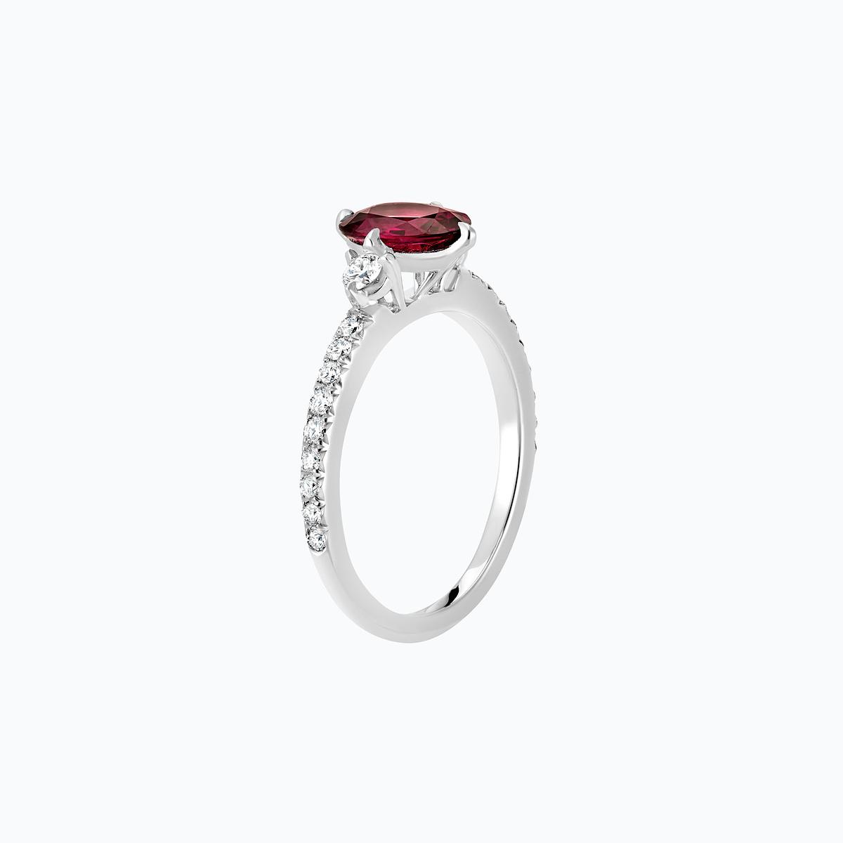 Solitaire Pavé Aïko Rubis 8 x 6 mm
