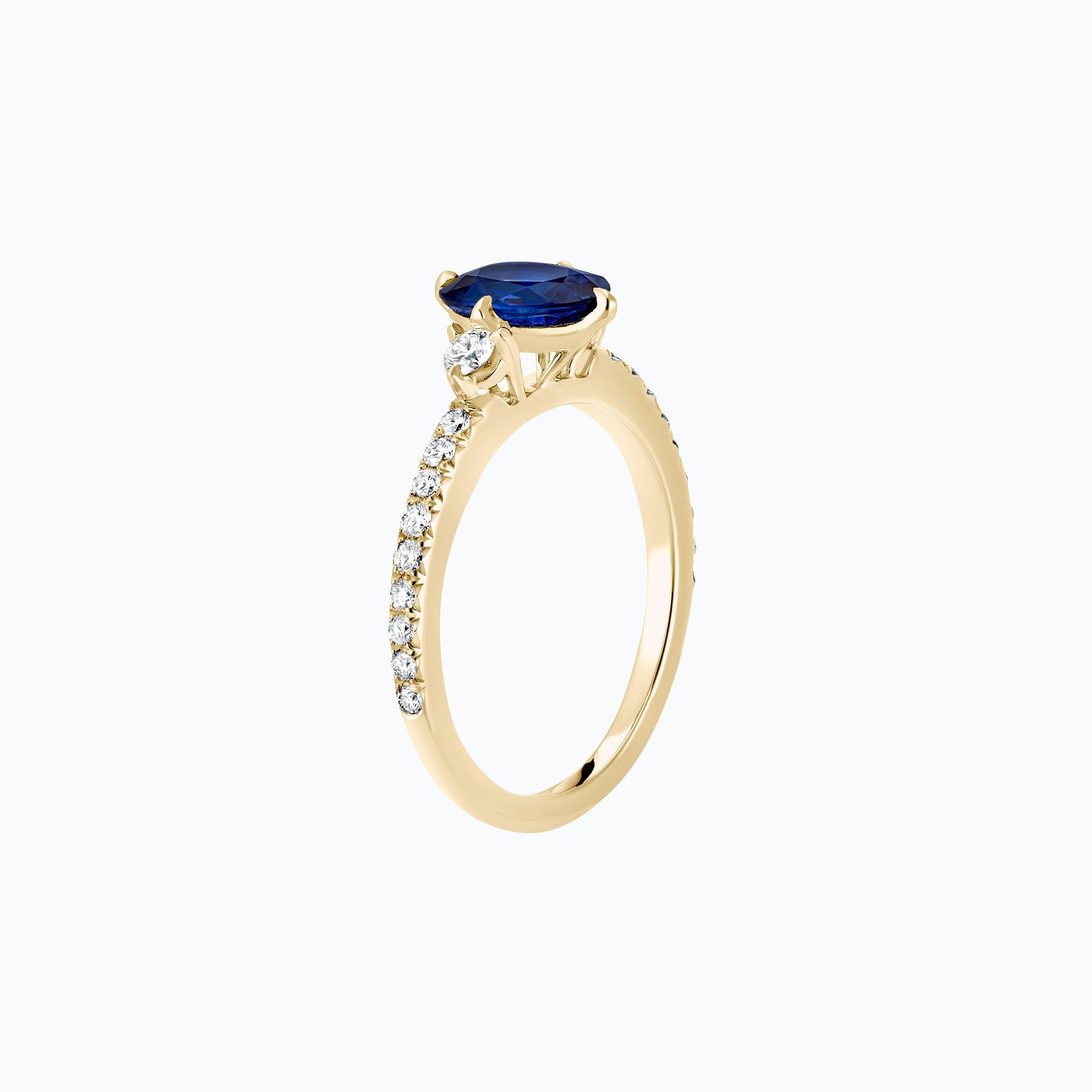 Solitaire Pavé Aïko Saphir 8 x 6 mm