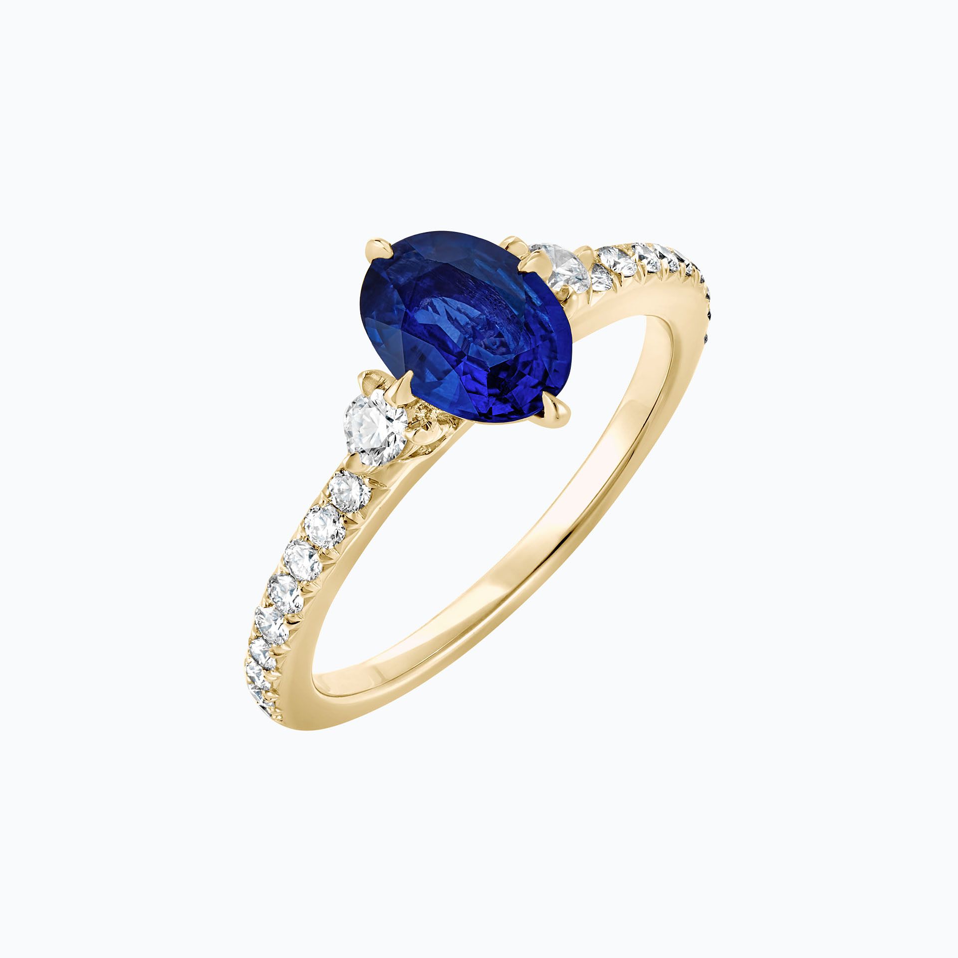Solitaire Pavé Aïko Saphir 8 x 6 mm