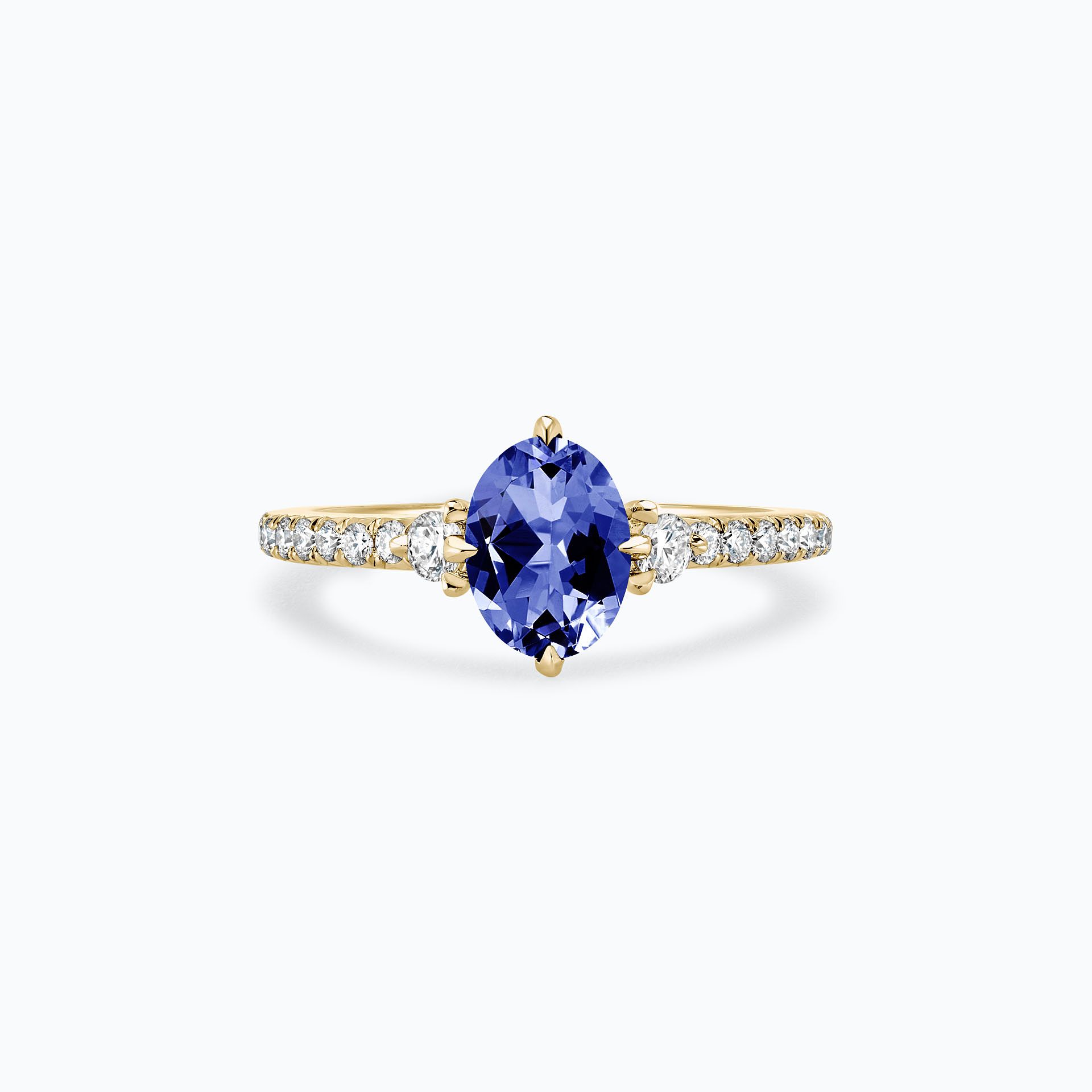 Solitaire Pavé Aïko Tanzanite 8 x 6 mm