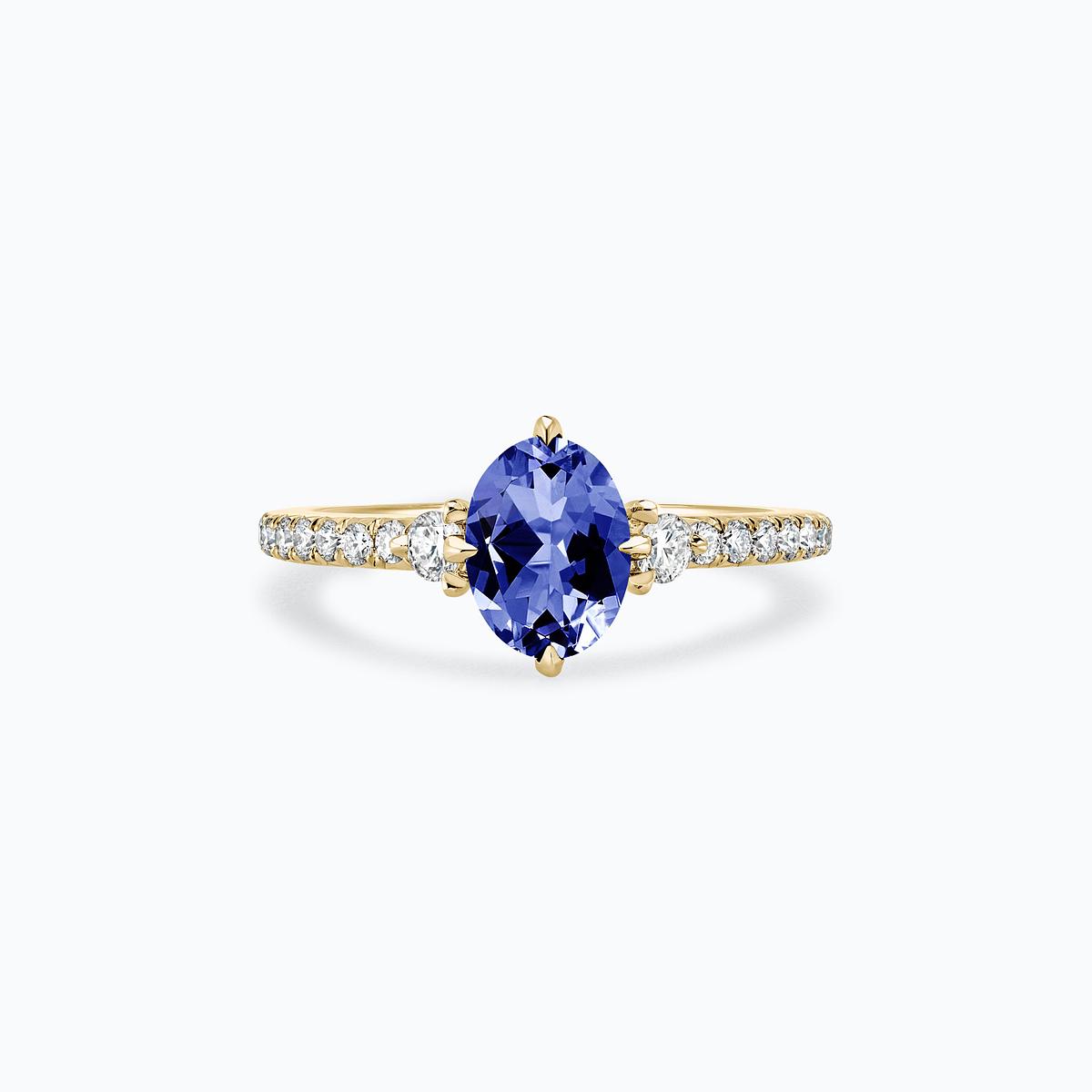 Solitaire Pavé Aïko Tanzanite 8 x 6 mm