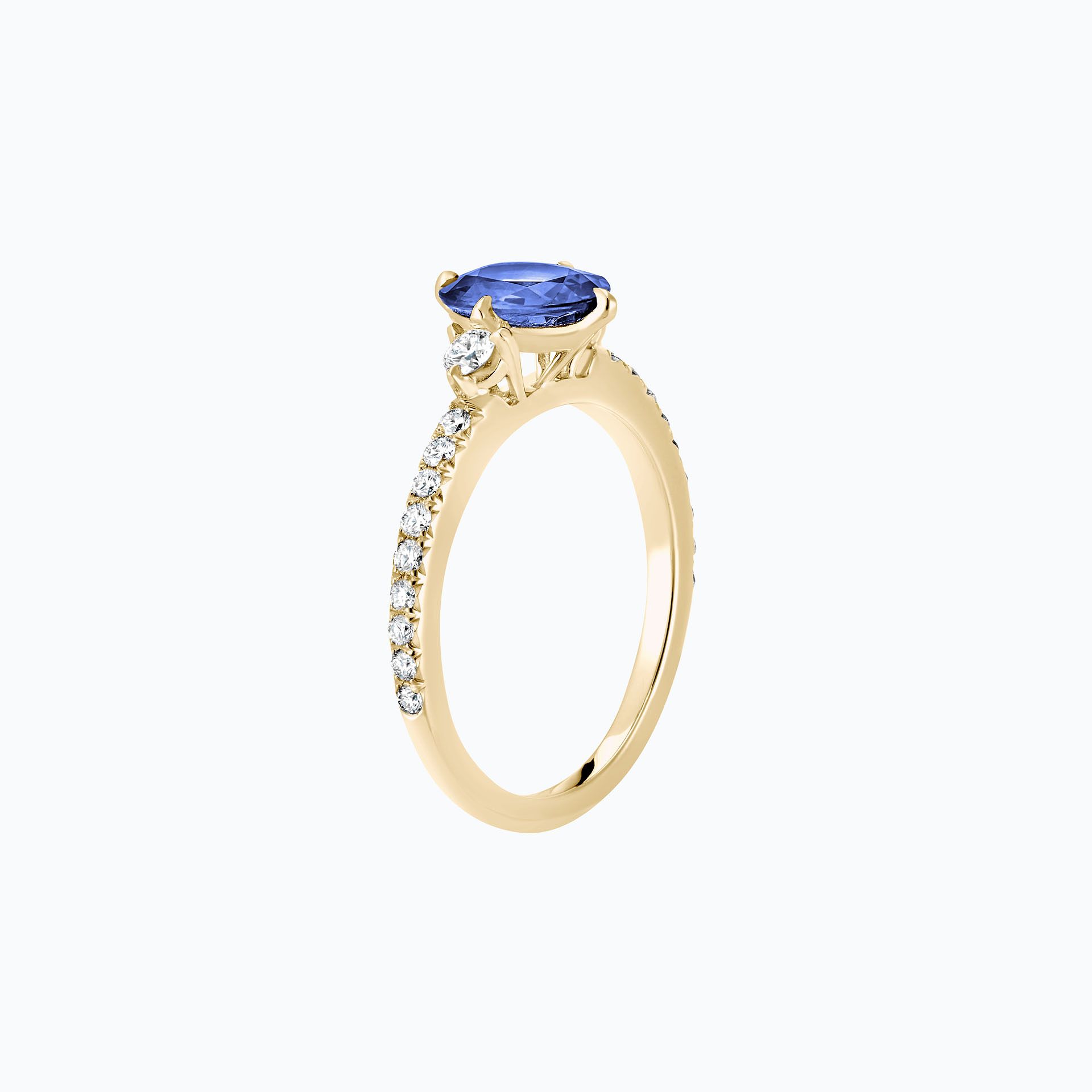 Solitaire Pavé Aïko Tanzanite 8 x 6 mm