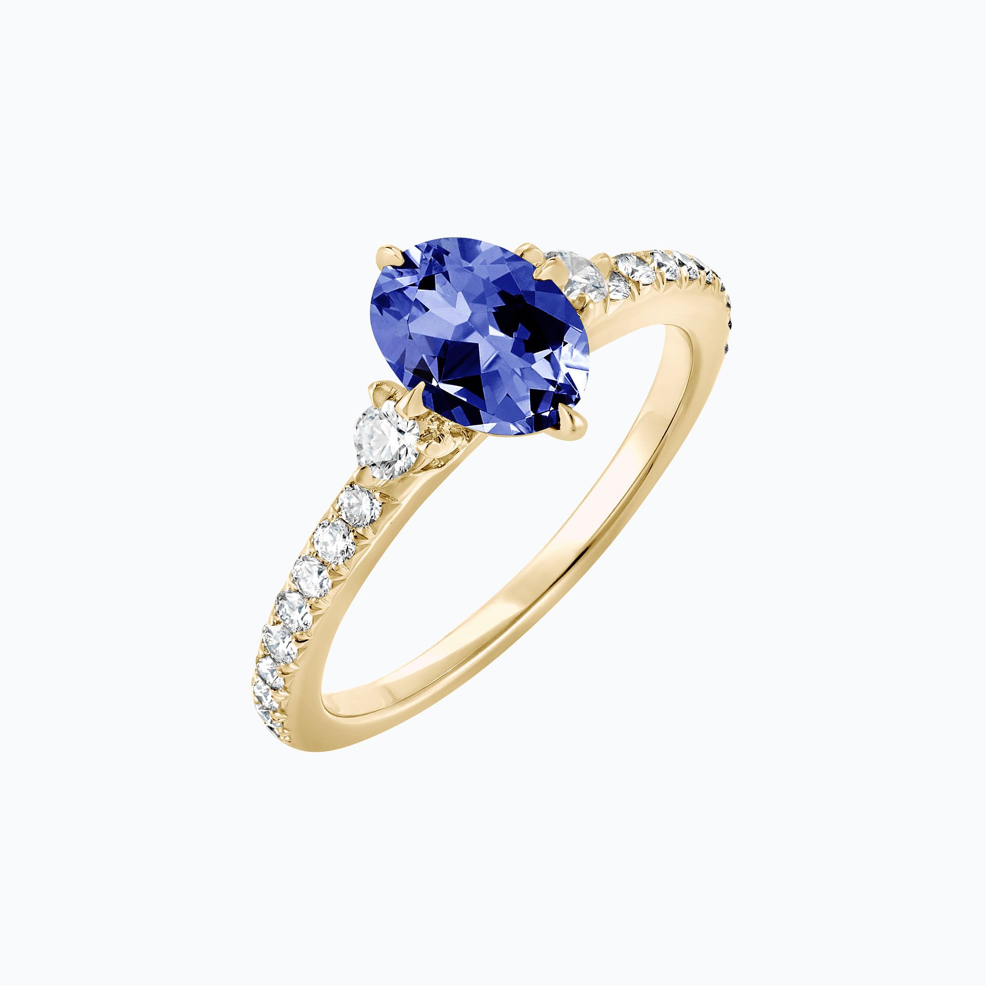 Solitaire Pavé Aïko Tanzanite 8 x 6 mm