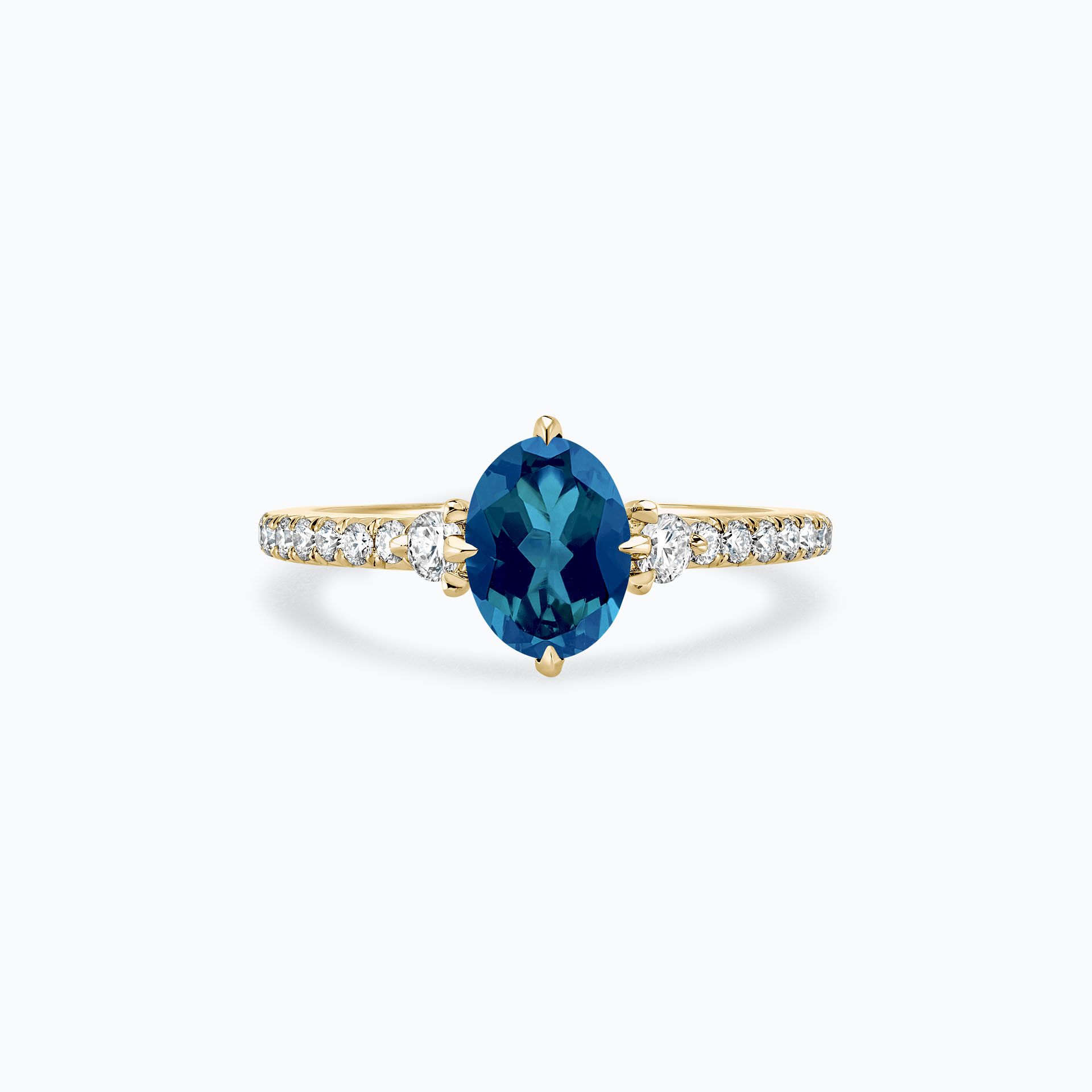 Solitaire Pavé Aïko Topaze Blue London 8 x 6 mm