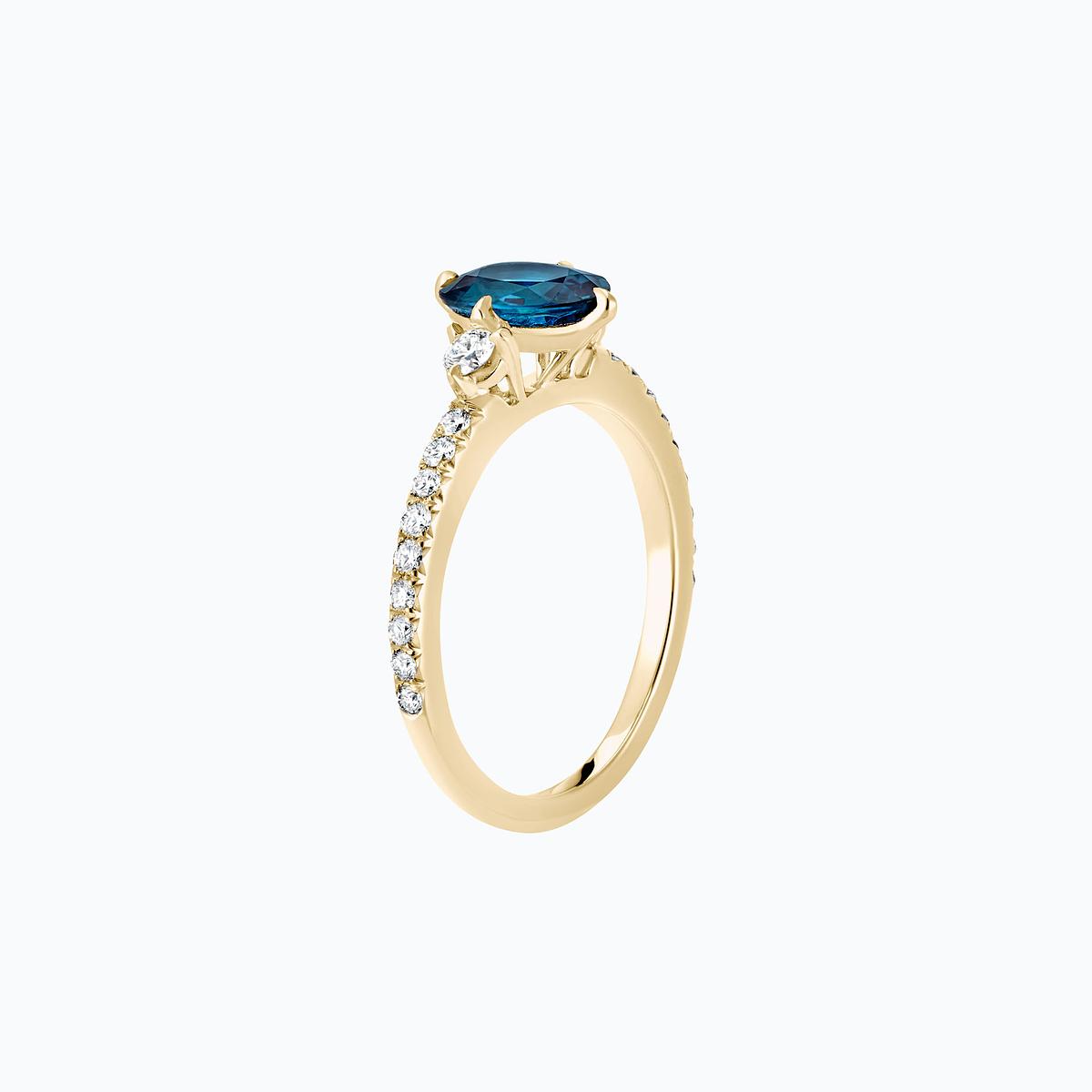 Solitaire Pavé Aïko Topaze Blue London 8 x 6 mm