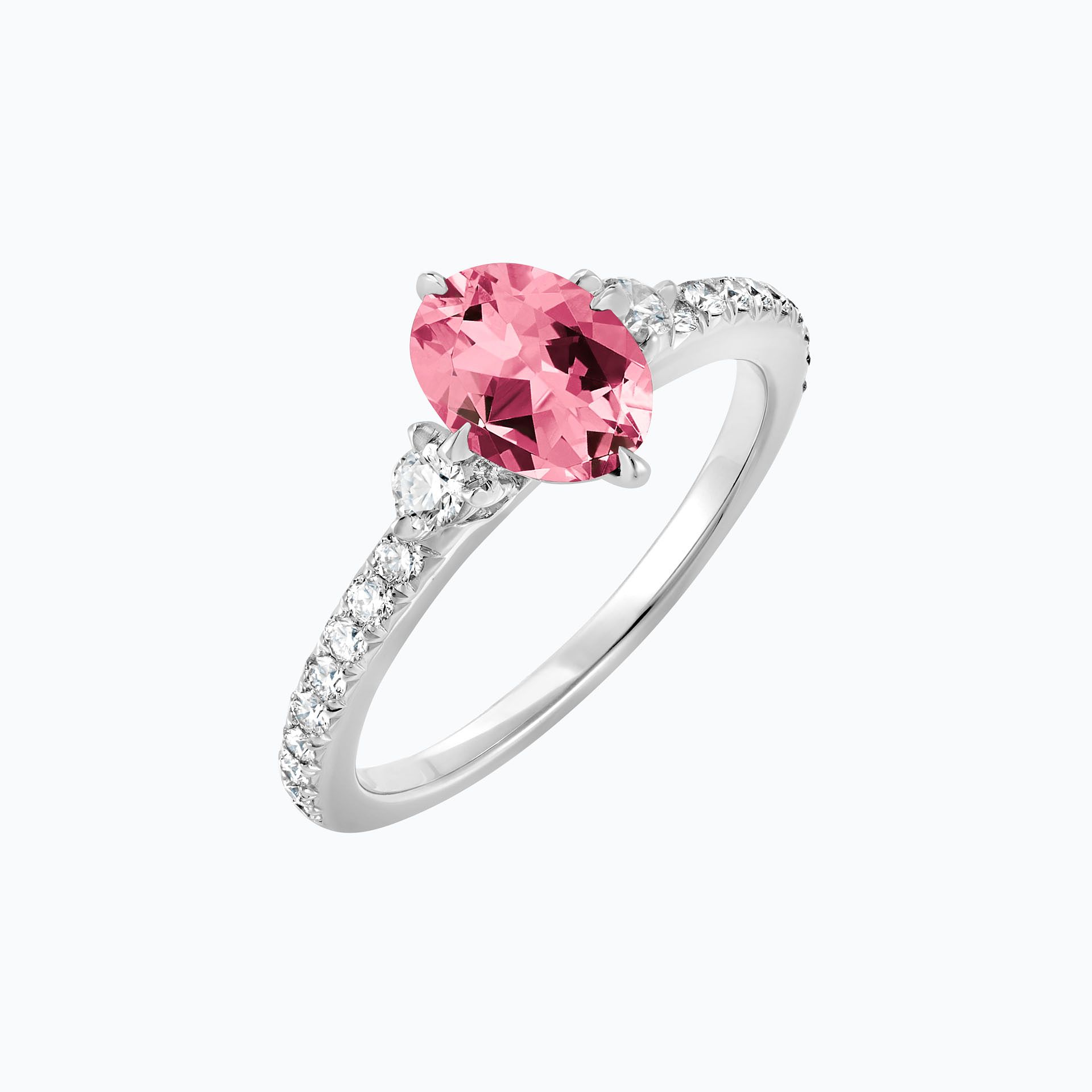 Solitaire Pavé Aïko Tourmaline 8 x 6 mm
