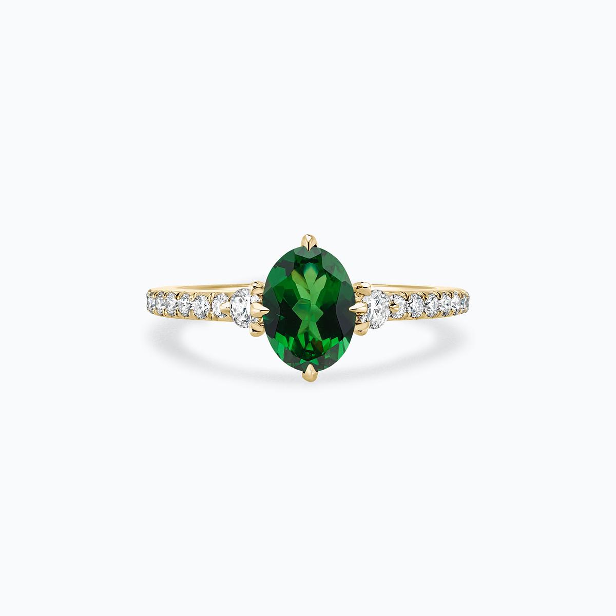 Solitaire Pavé Aïko Tsavorite 8 x 6 mm