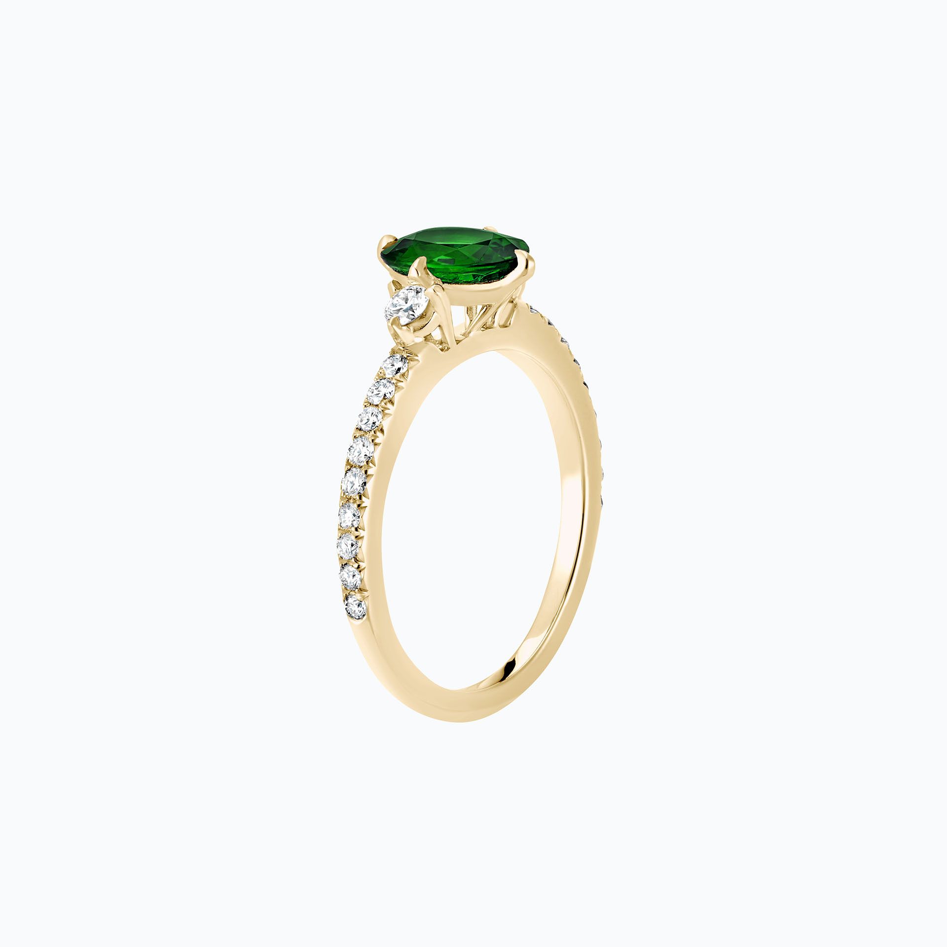 Solitaire Pavé Aïko Tsavorite 8 x 6 mm