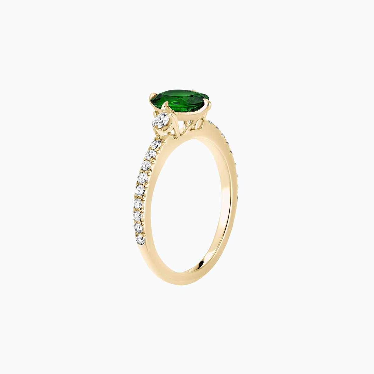 Solitaire Pavé Aïko Tsavorite 8 x 6 mm